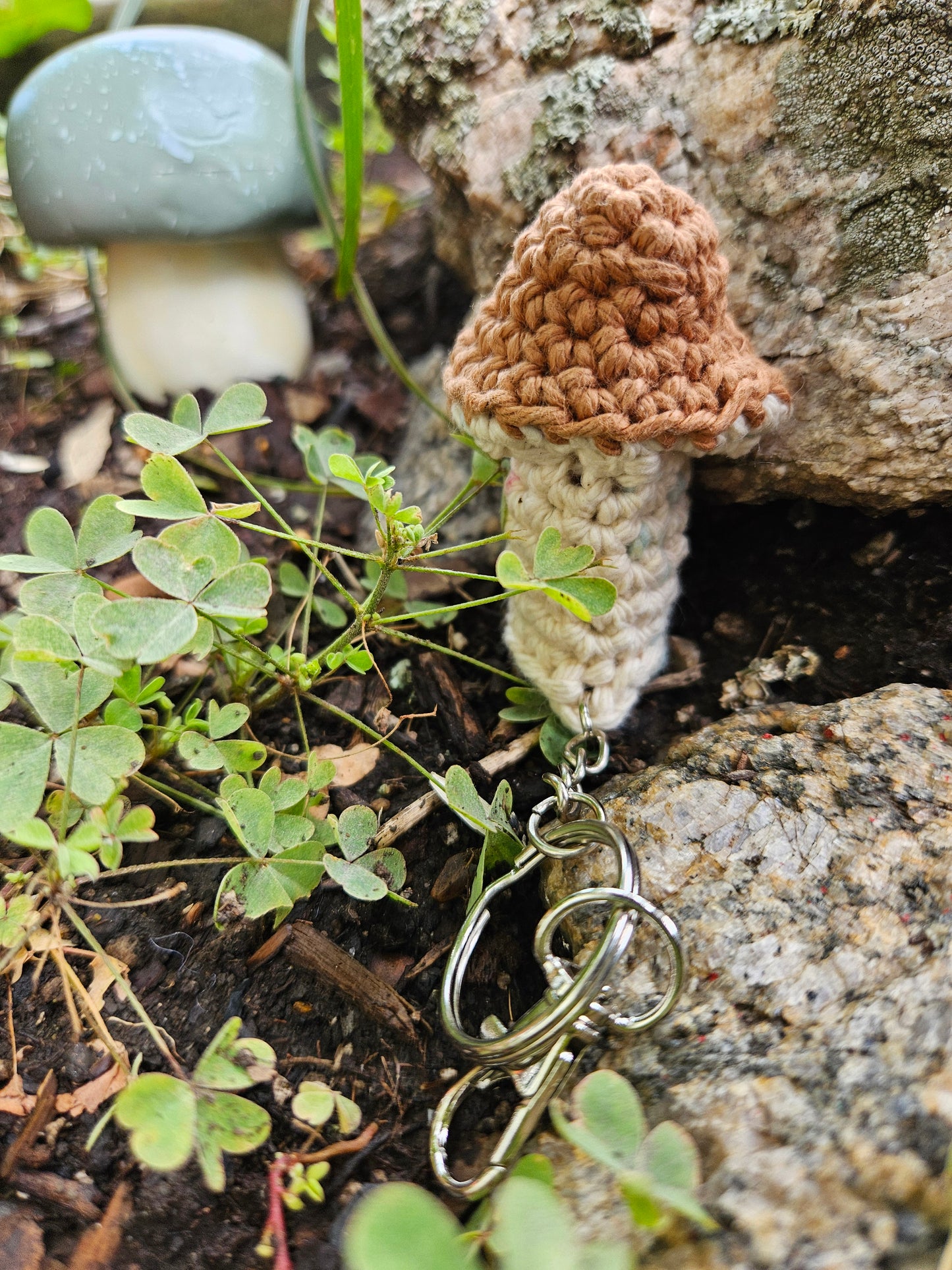 Mushroom Crochet Lip Balm Chapstick Holder Keychain or Bag Charm