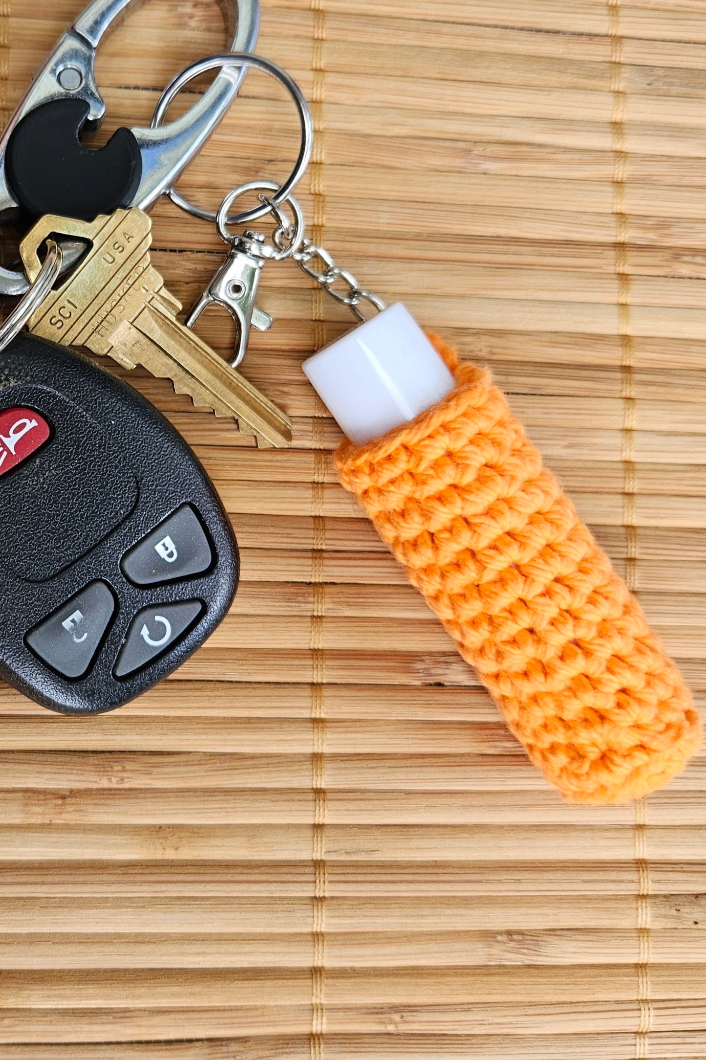 Crochet Lip Balm Chapstick Holder Keychain or Bag Charm