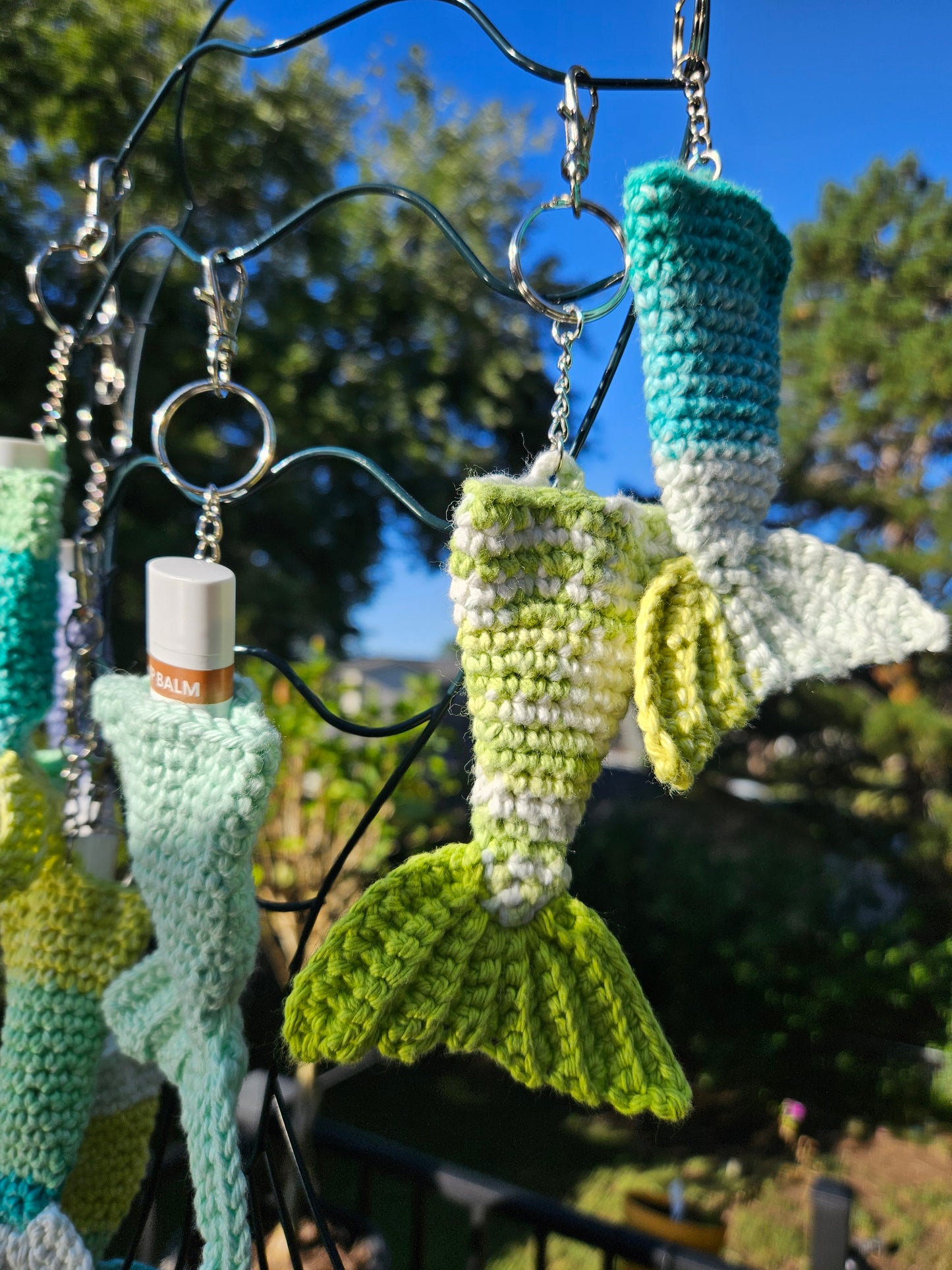 Mermaid Tail Lip Balm Chapstick Holder Keychain or Bag Charm