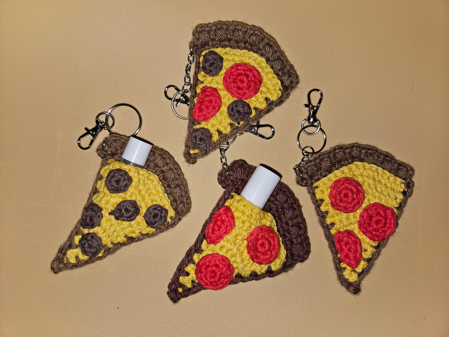 Pattern: Pizza Slice Crochet Lip Balm Keychain or Bag Charm