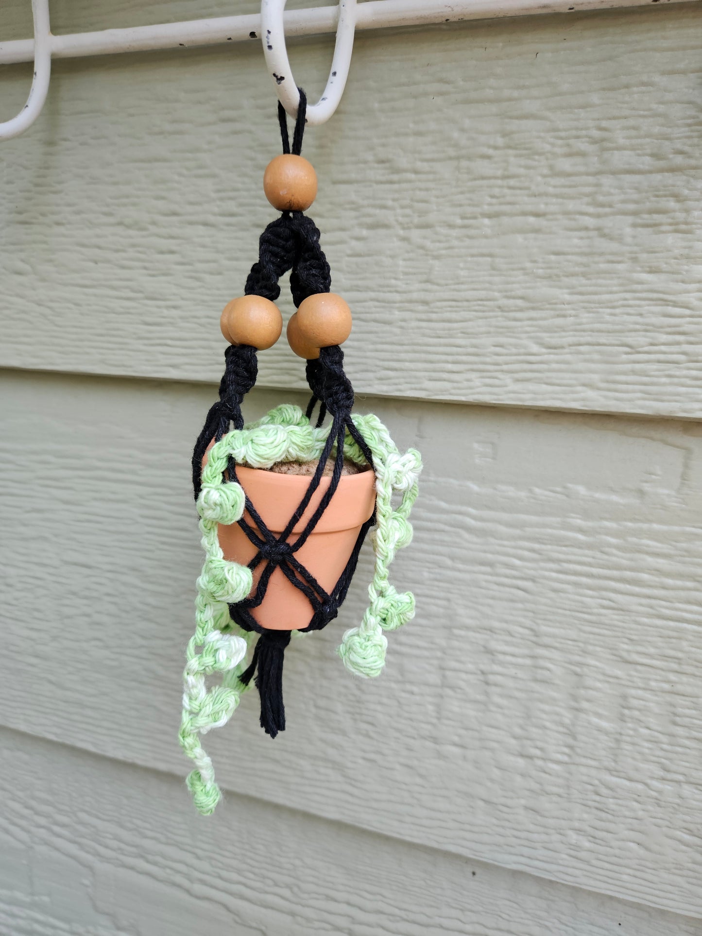 Crochet and Macrame Mini Hanging Potted Plant-Three Hounds Leather and Craft