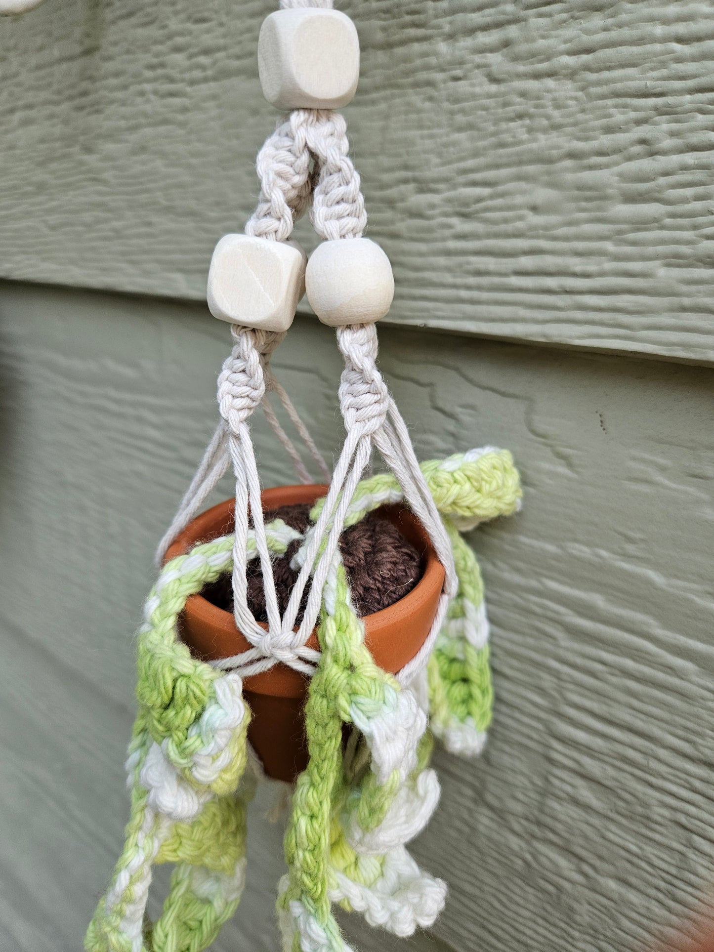 Crochet and Macrame Mini Hanging Potted Plant-Three Hounds Leather and Craft