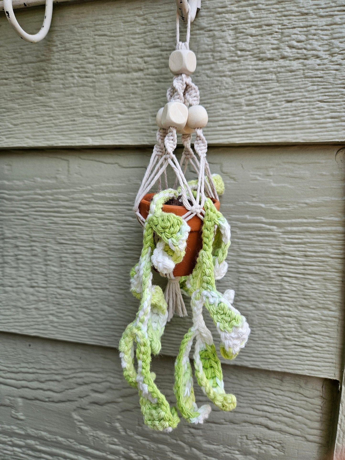 Crochet and Macrame Mini Hanging Potted Plant-Three Hounds Leather and Craft