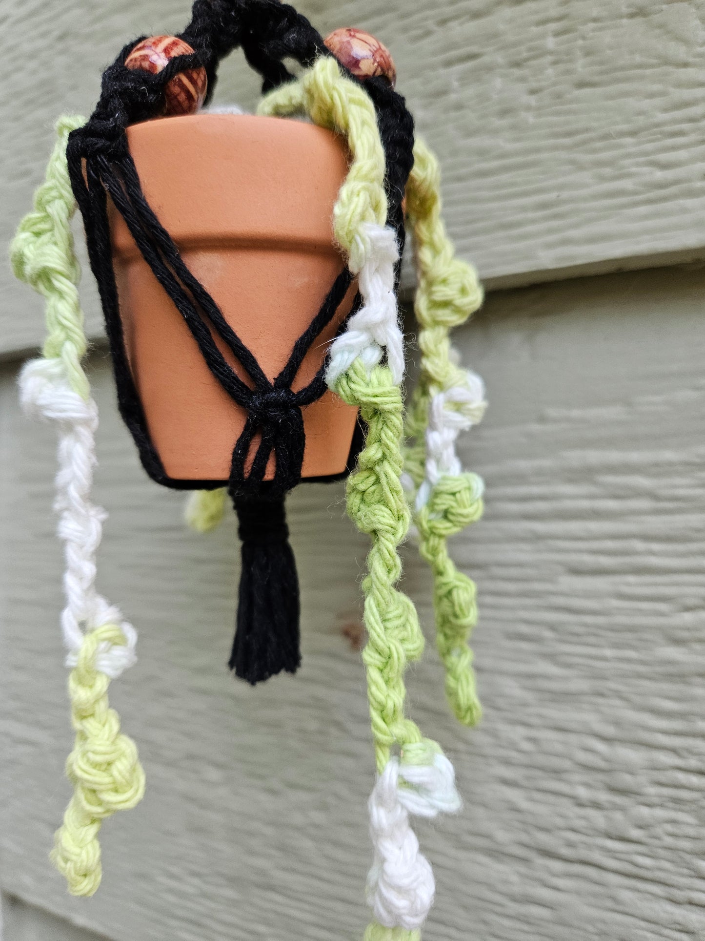 Crochet and Macrame Mini Hanging Potted Plant-Three Hounds Leather and Craft
