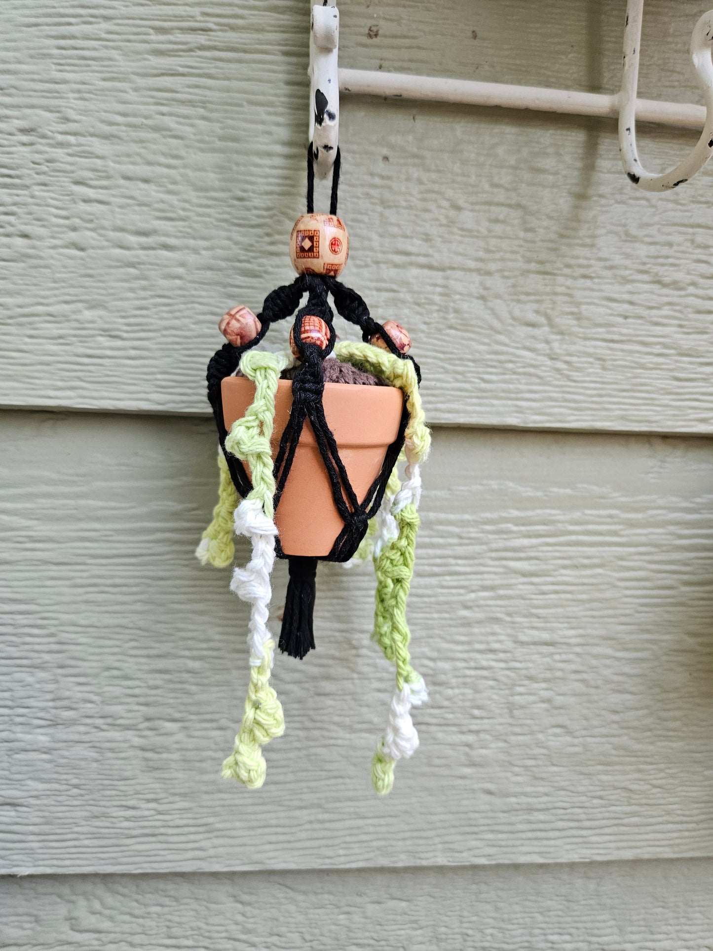 Crochet and Macrame Mini Hanging Potted Plant-Three Hounds Leather and Craft