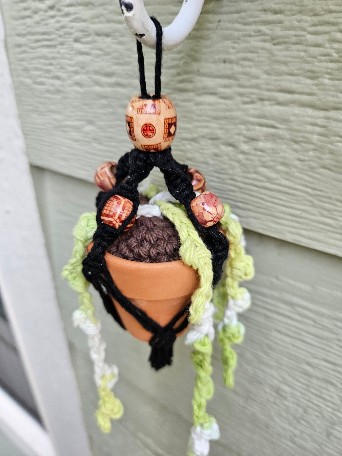 Crochet and Macrame Mini Hanging Potted Plant-Three Hounds Leather and Craft