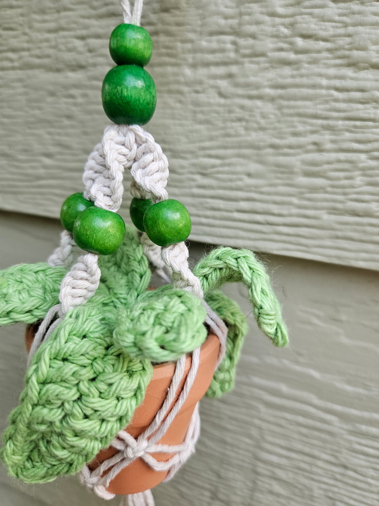 Crochet and Macrame Mini Hanging Potted Plant-Three Hounds Leather and Craft