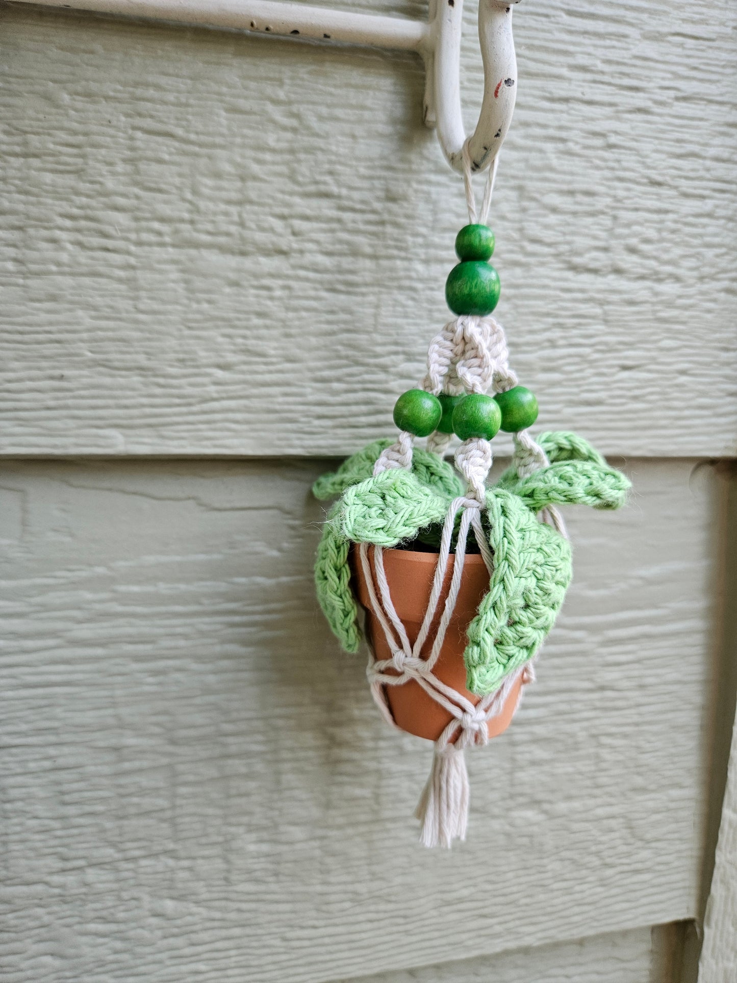 Crochet and Macrame Mini Hanging Potted Plant-Three Hounds Leather and Craft