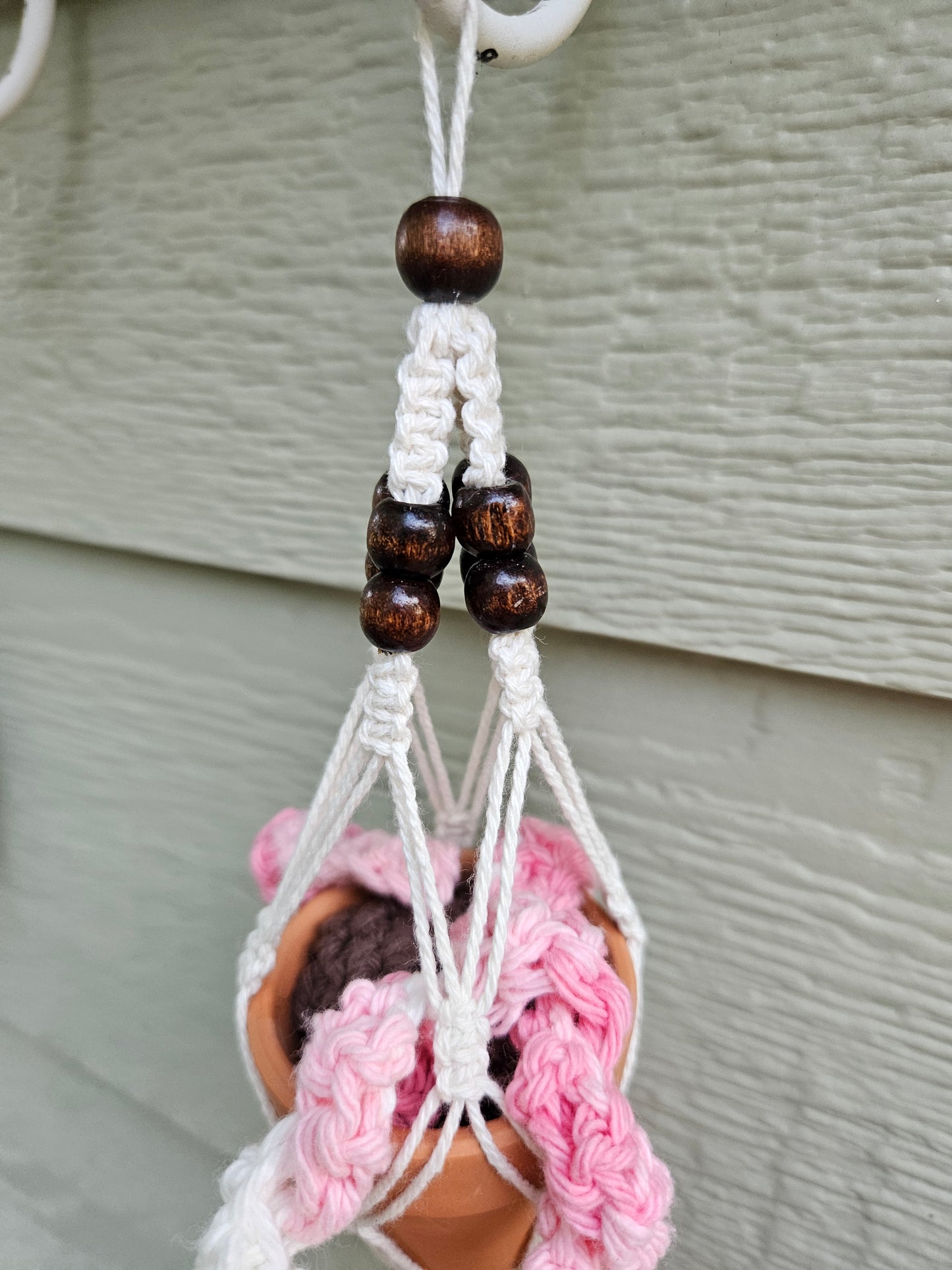 Crochet and Macrame Mini Hanging Potted Plant-Three Hounds Leather and Craft