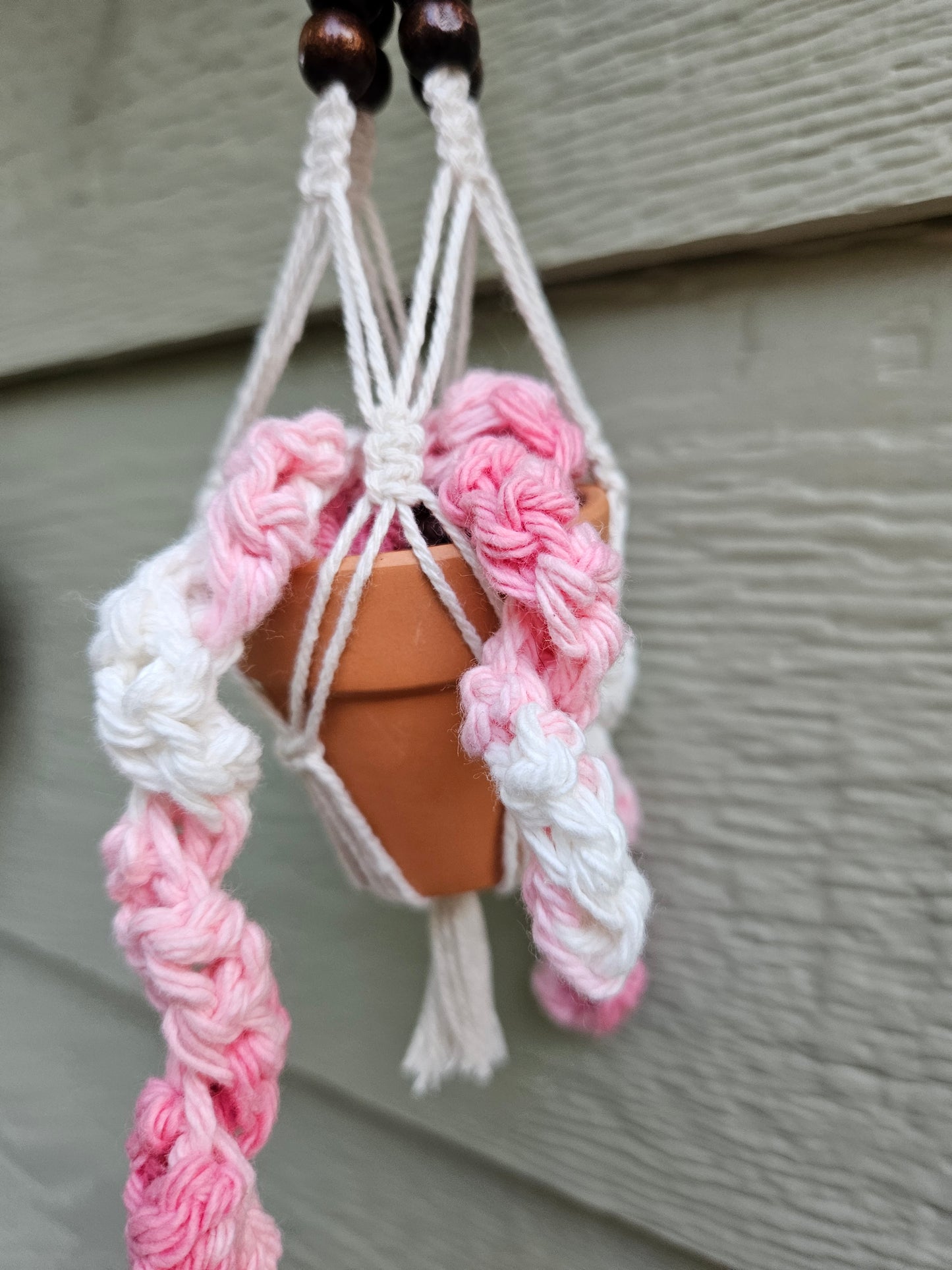 Crochet and Macrame Mini Hanging Potted Plant-Three Hounds Leather and Craft