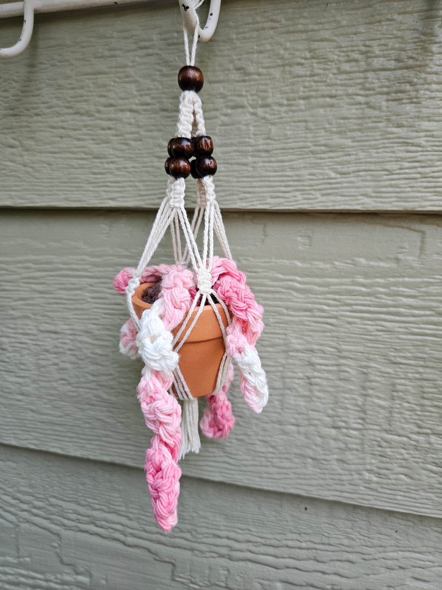 Crochet and Macrame Mini Hanging Potted Plant-Three Hounds Leather and Craft