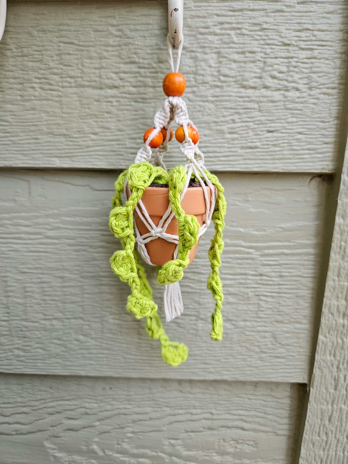 Crochet and Macrame Mini Hanging Potted Plant-Three Hounds Leather and Craft