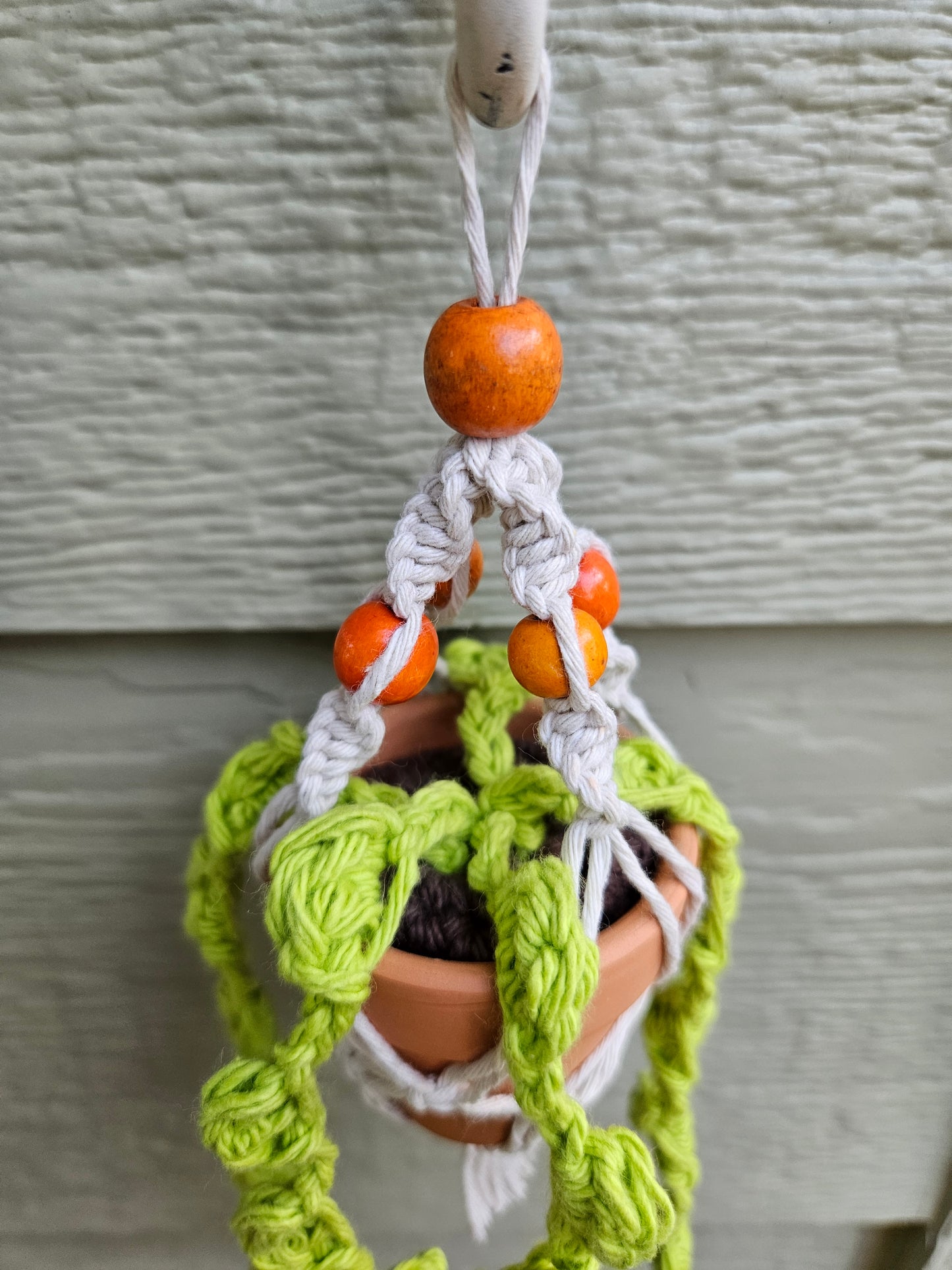 Crochet and Macrame Mini Hanging Potted Plant-Three Hounds Leather and Craft