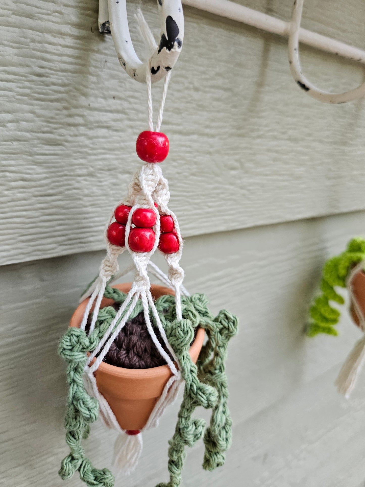 Crochet and Macrame Mini Hanging Potted Plant-Three Hounds Leather and Craft