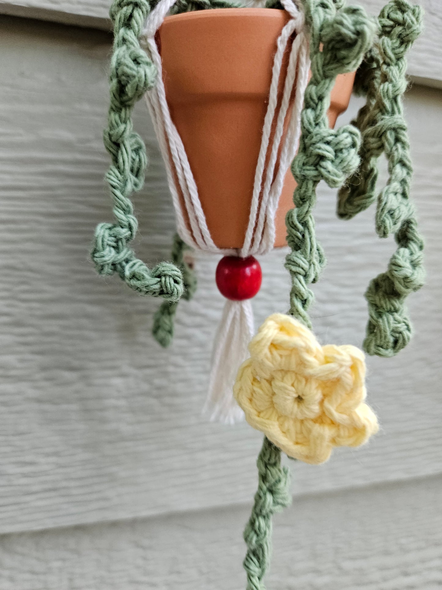 Crochet and Macrame Mini Hanging Potted Plant-Three Hounds Leather and Craft