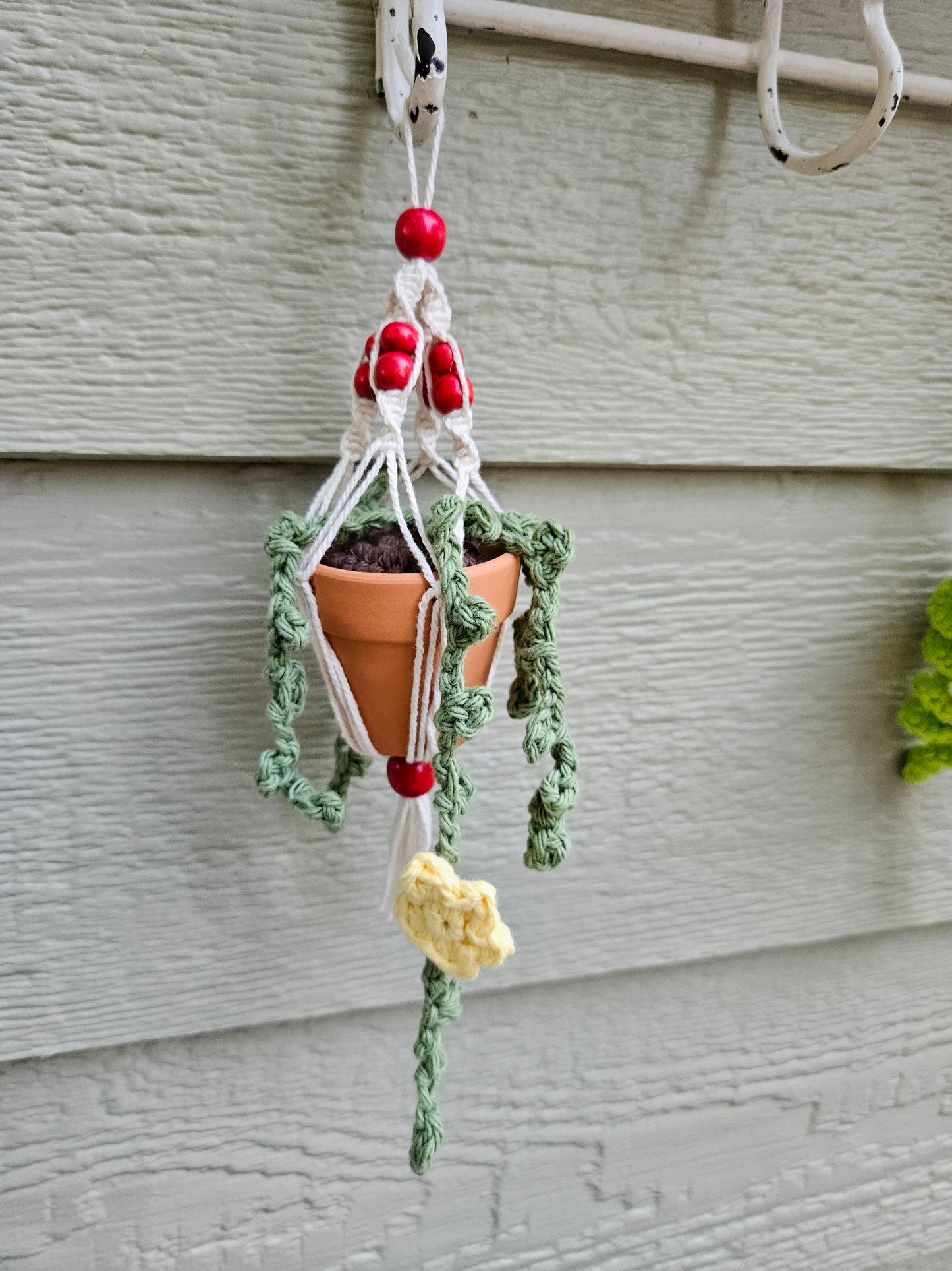 Crochet and Macrame Mini Hanging Potted Plant-Three Hounds Leather and Craft-