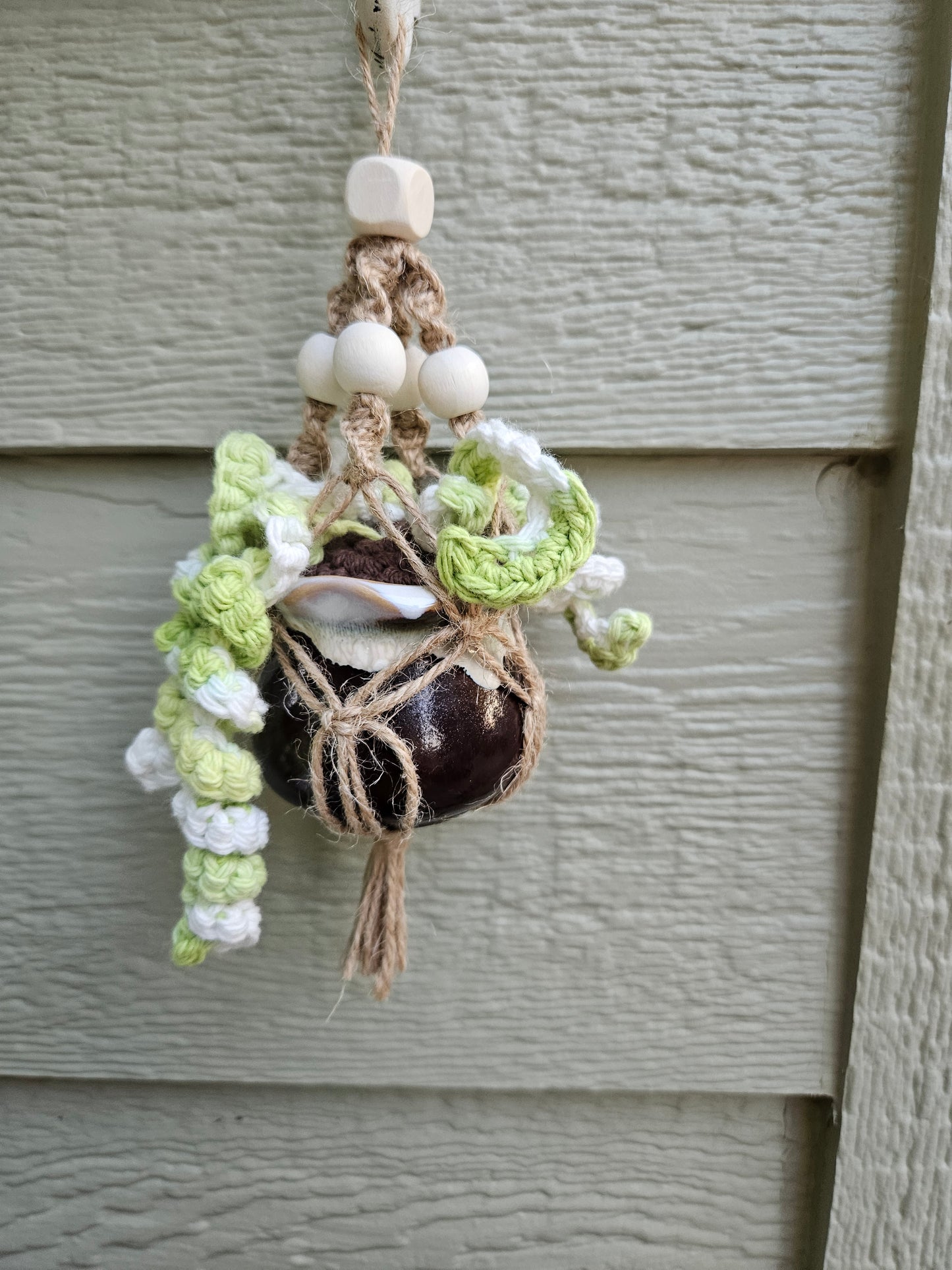 Crochet and Macrame Mini Hanging Plant - Ceramic - Three Hounds Leather and Craft