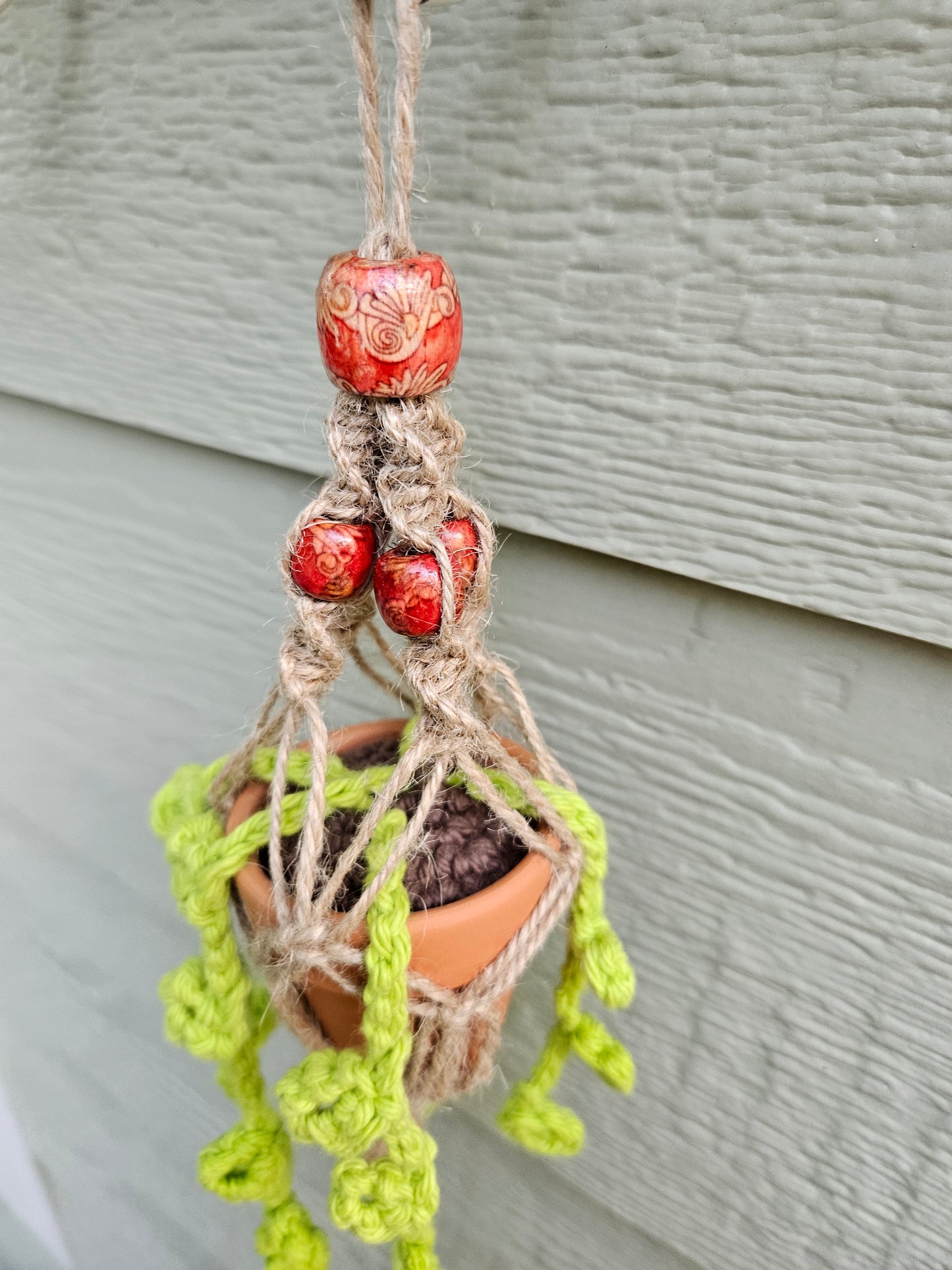 Crochet and Macrame Mini Hanging Potted Plant-Three Hounds Leather and Craft