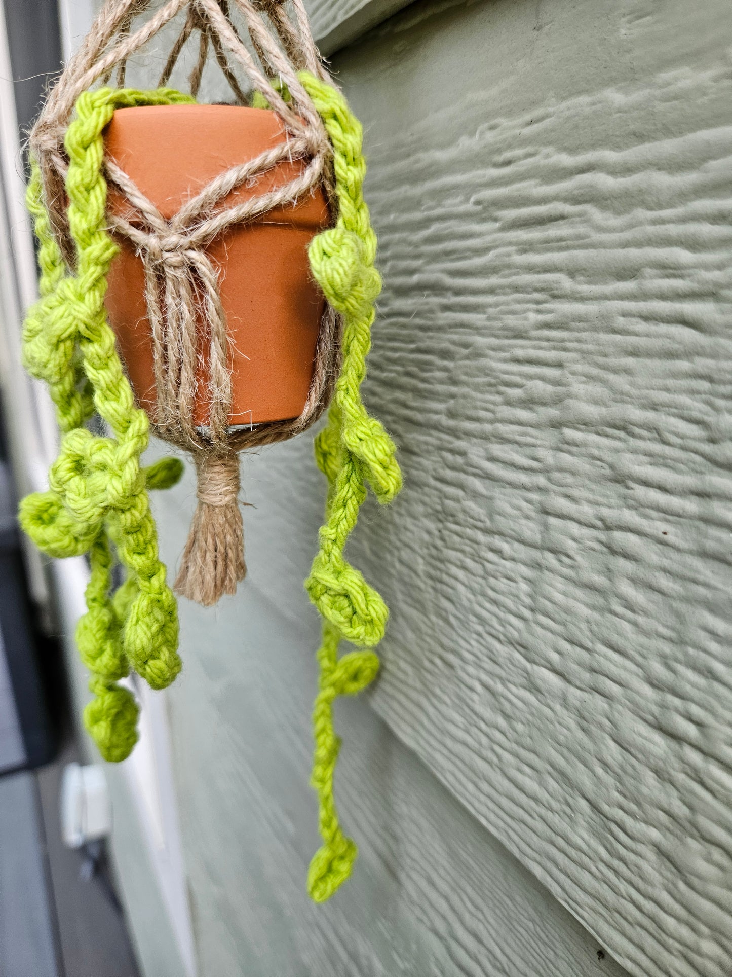 Crochet and Macrame Mini Hanging Potted Plant-Three Hounds Leather and Craft