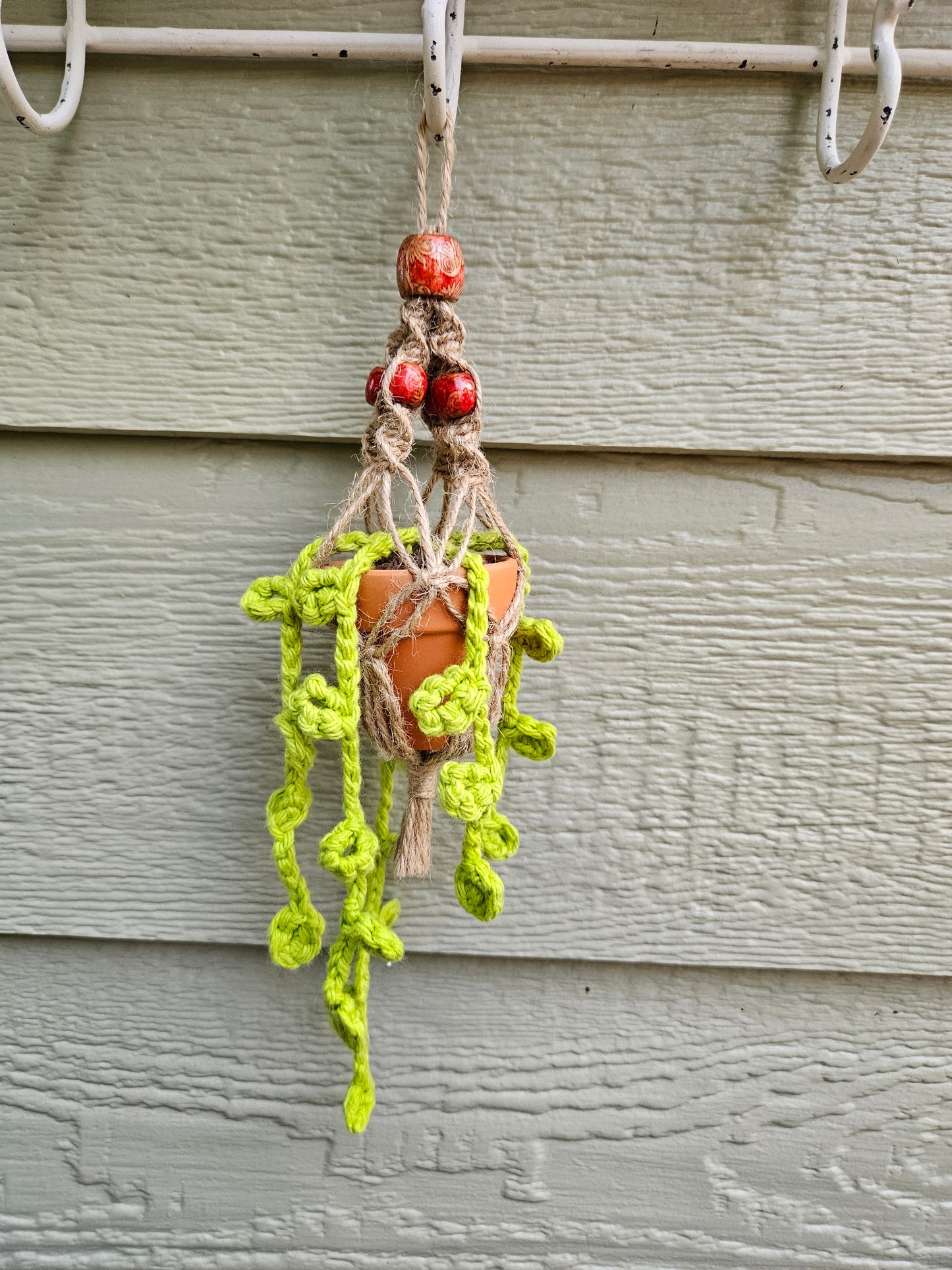 Crochet and Macrame Mini Hanging Potted Plant-Three Hounds Leather and Craft