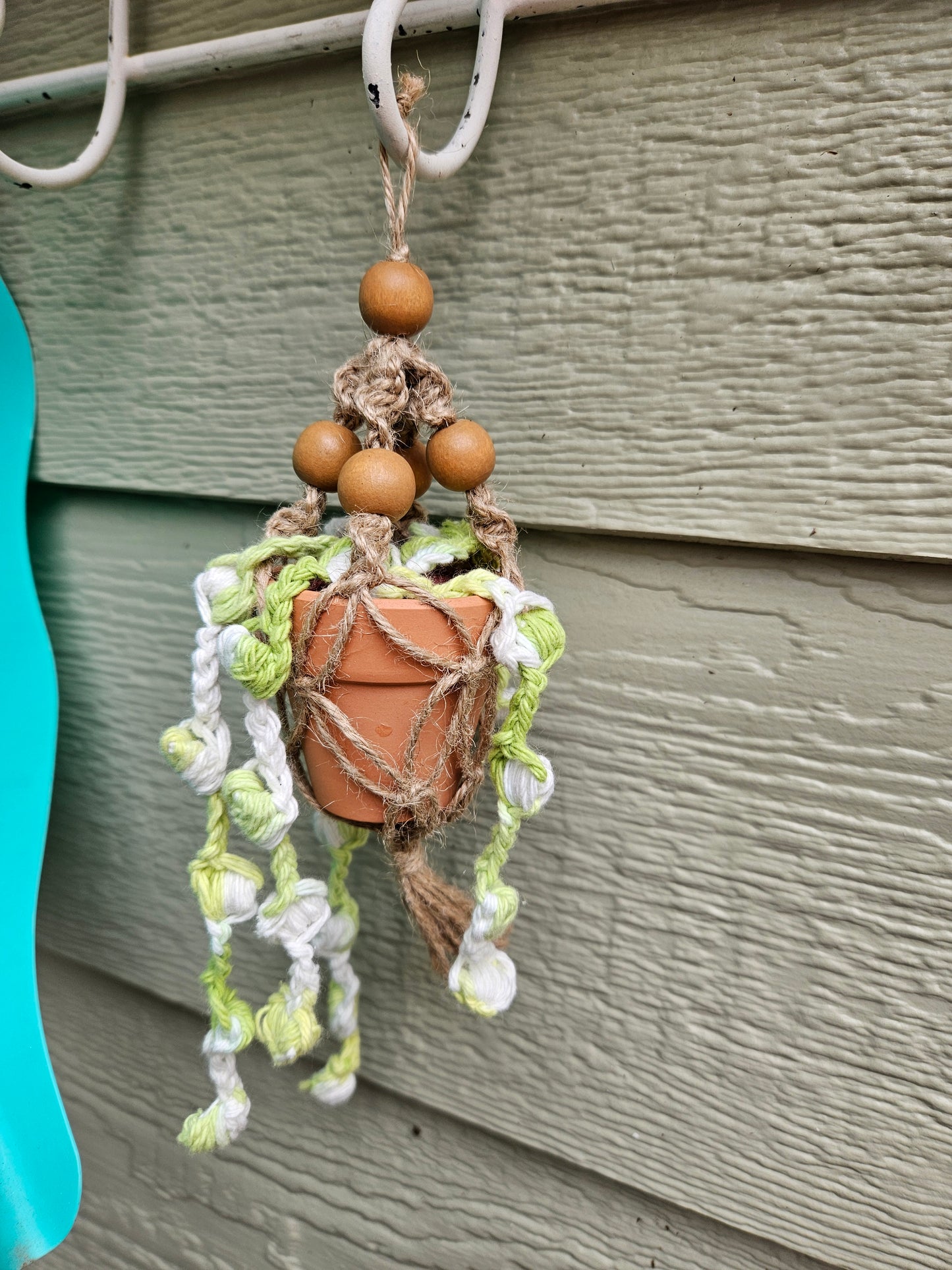 Crochet and Macrame Mini Hanging Potted Plant-Three Hounds Leather and Craft