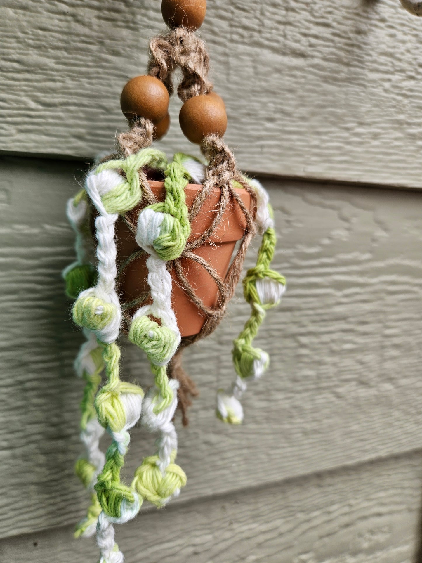 Crochet and Macrame Mini Hanging Potted Plant-Three Hounds Leather and Craft