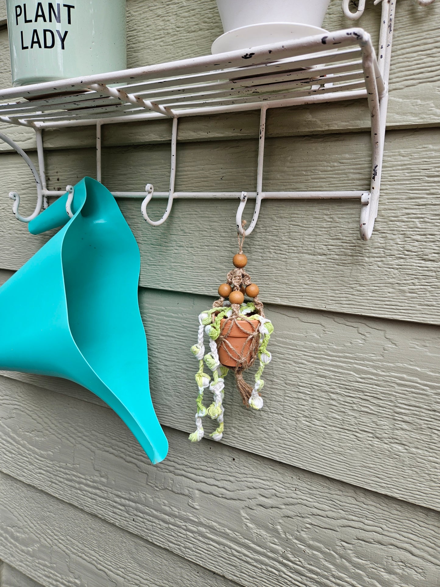 Crochet and Macrame Mini Hanging Potted Plant-Three Hounds Leather and Craft