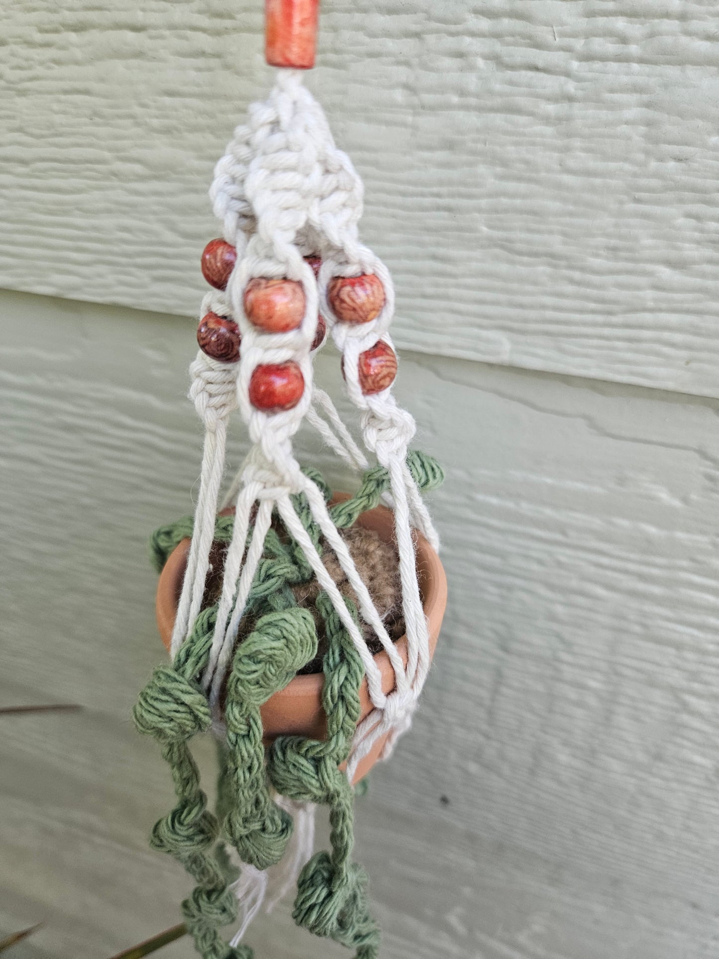 Crochet and Macrame Mini Hanging Potted Plant-Three Hounds Leather and Craft