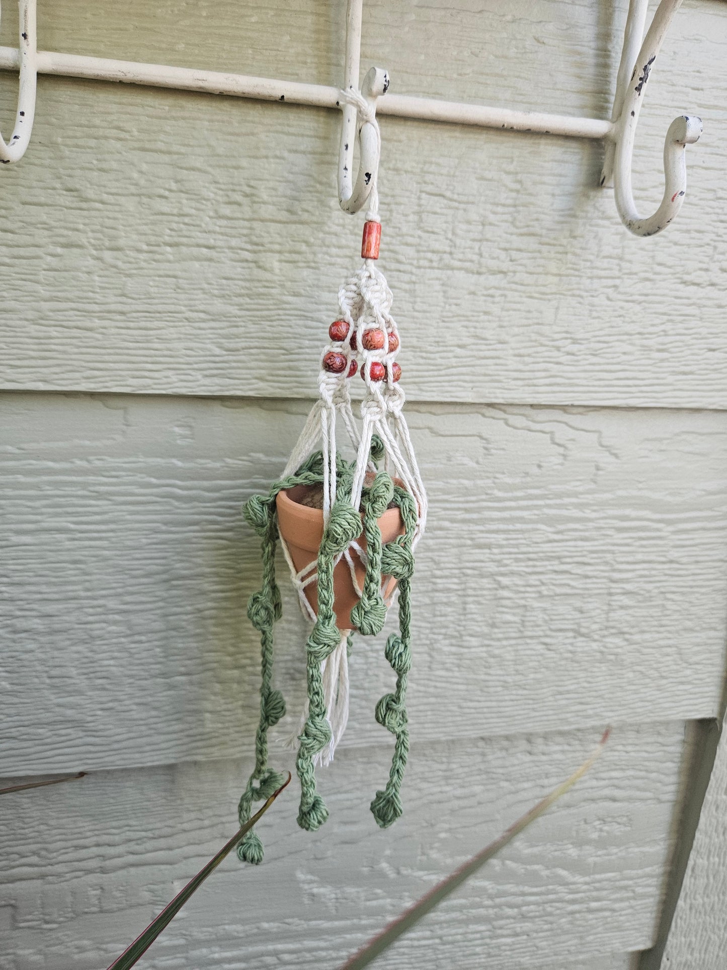 Crochet and Macrame Mini Hanging Potted Plant-Three Hounds Leather and Craft