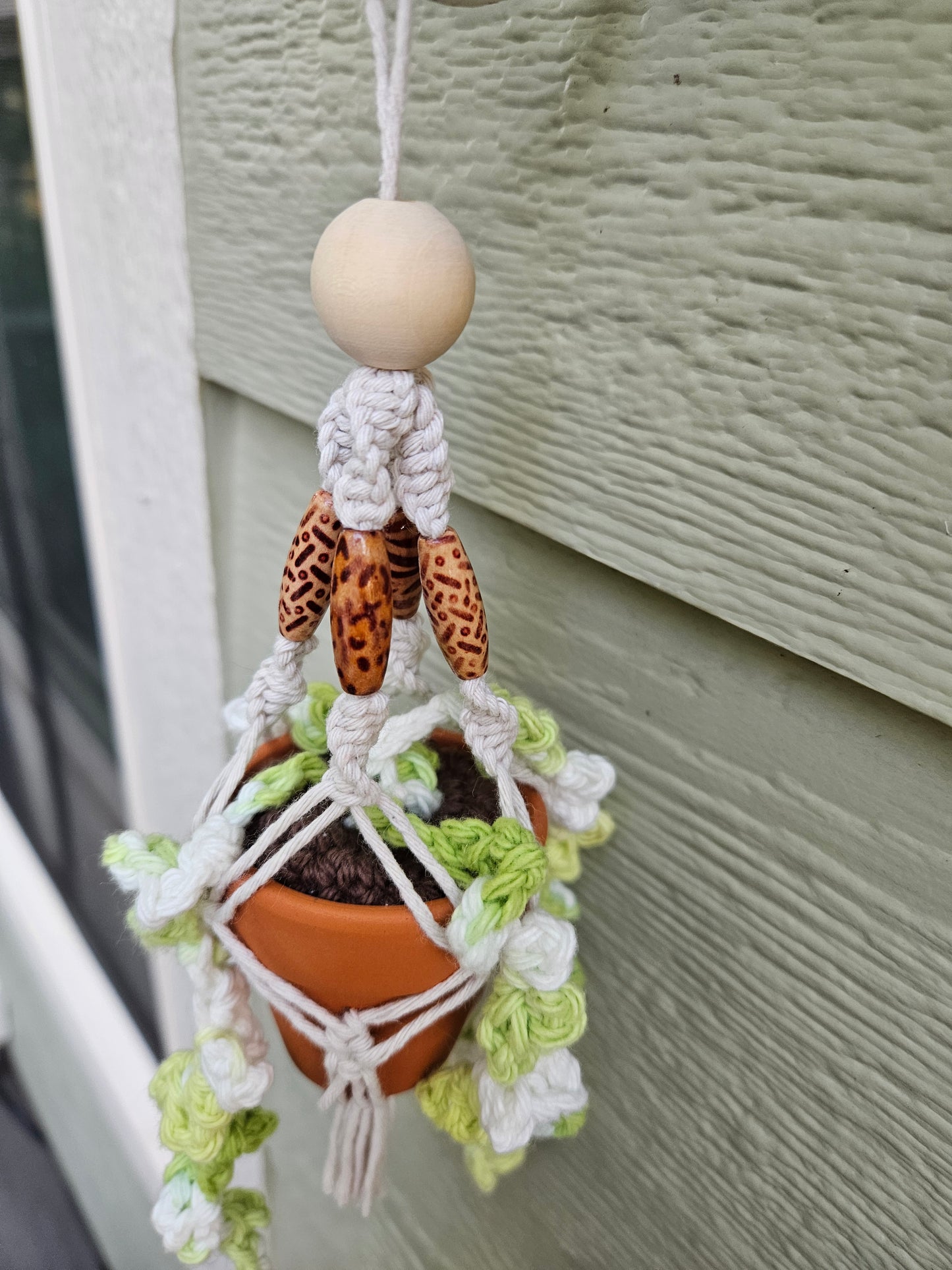 Crochet and Macrame Mini Hanging Potted Plant-Three Hounds Leather and Craft