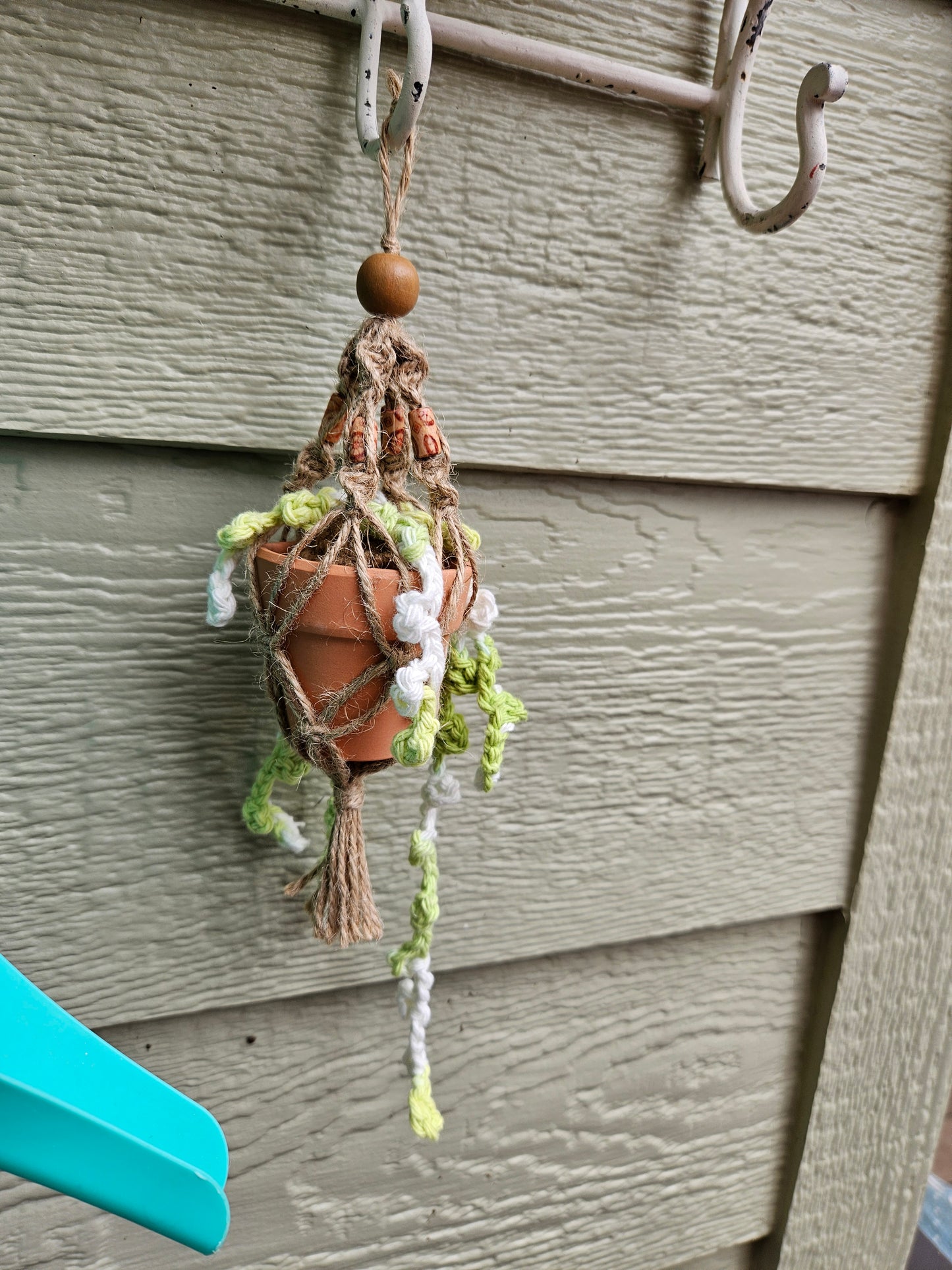 Crochet and Macrame Mini Hanging Potted Plant-Three Hounds Leather and Craft