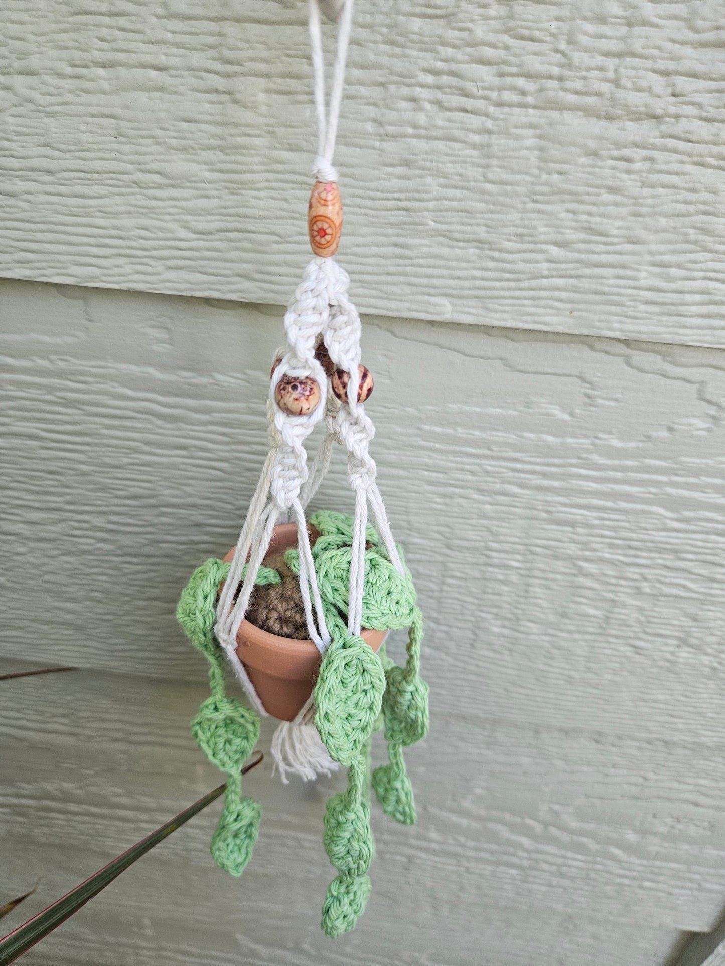 Crochet and Macrame Mini Hanging Potted Plant-Three Hounds Leather and Craft
