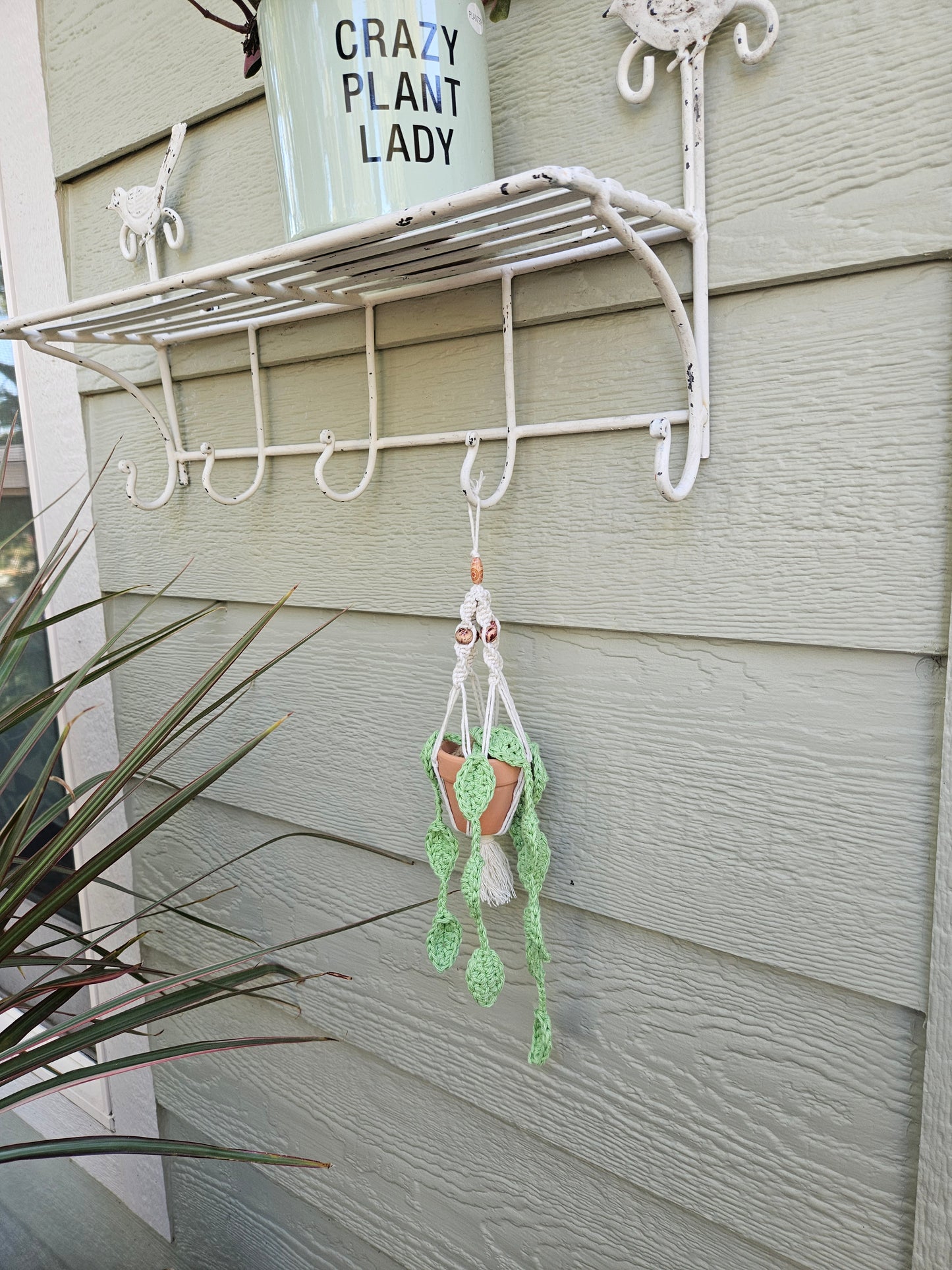 Crochet and Macrame Mini Hanging Potted Plant-Three Hounds Leather and Craft