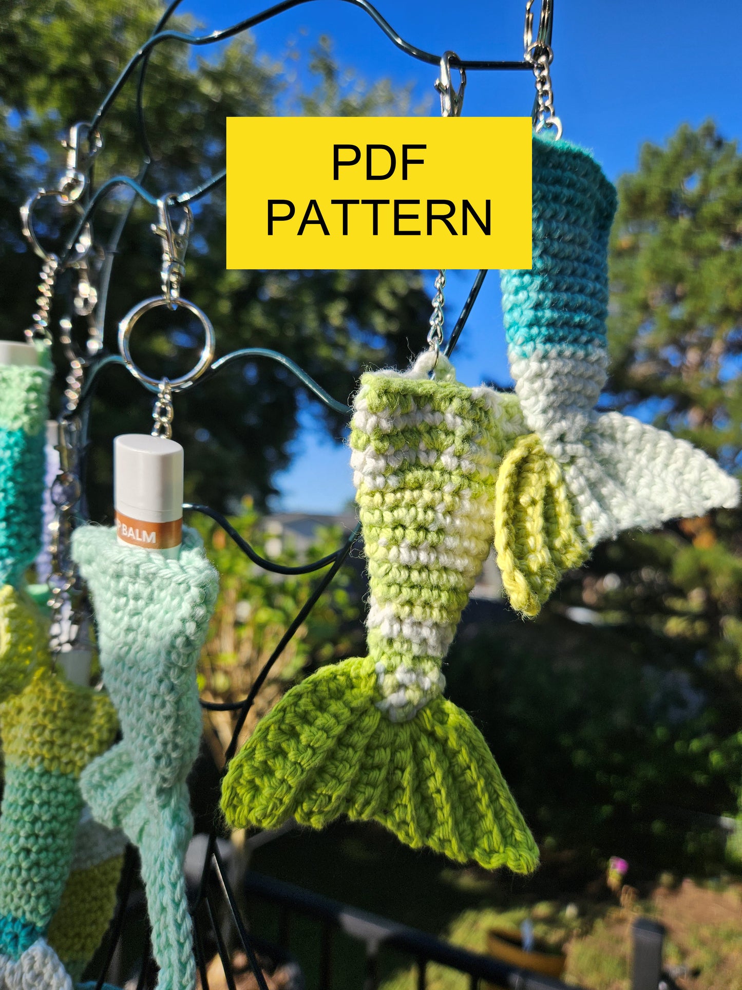 Pattern: Mermaid Tail Crochet Lip Balm Keychain or Bag Charm