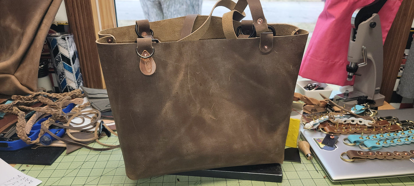 Leather Tote bag-Three Hounds Leather and Craft