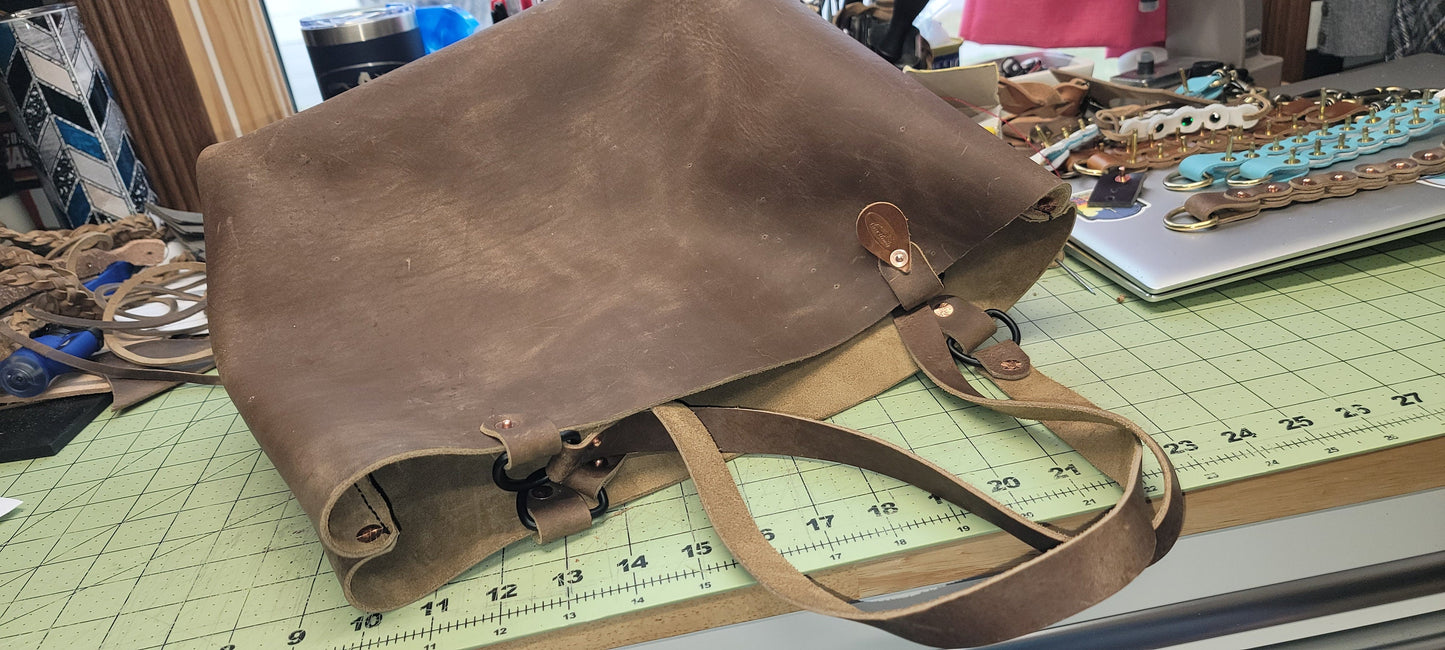 Leather Tote bag-Three Hounds Leather and Craft