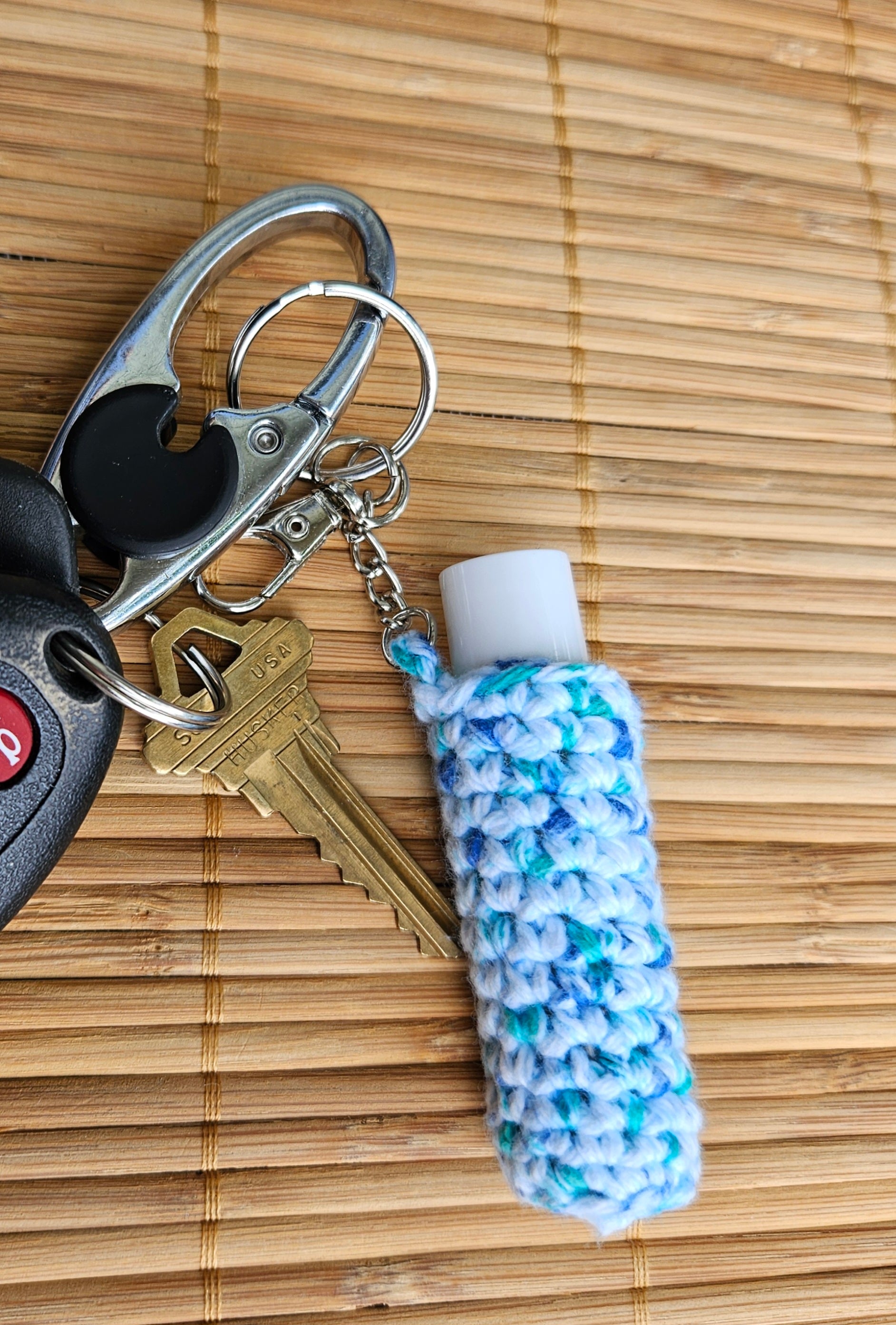 Crochet Lip Balm Chapstick Holder Keychain or Bag Charm