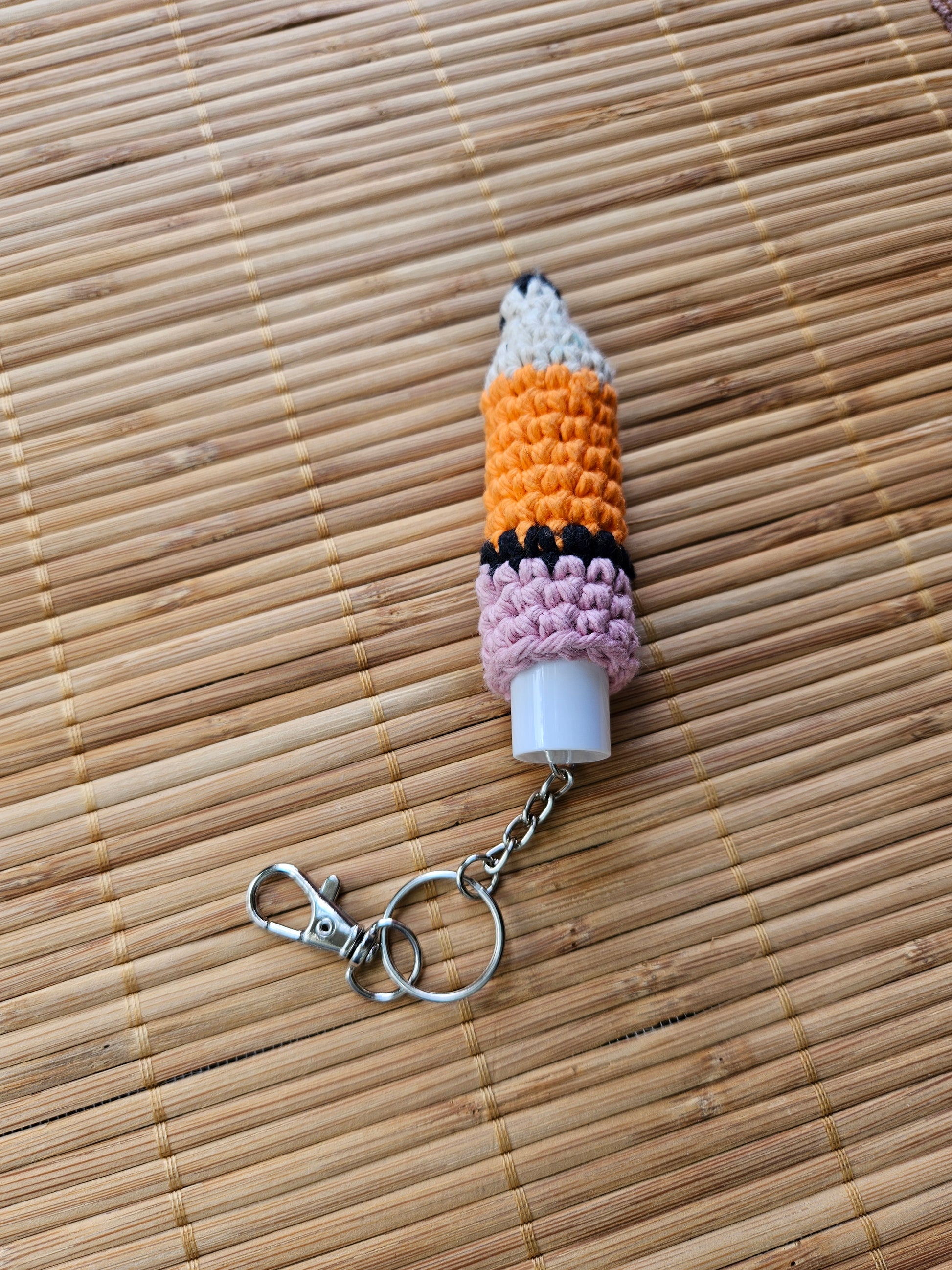 Color Pencil Crochet Lip Balm Chapstick Holder Keychain or Bag Charm