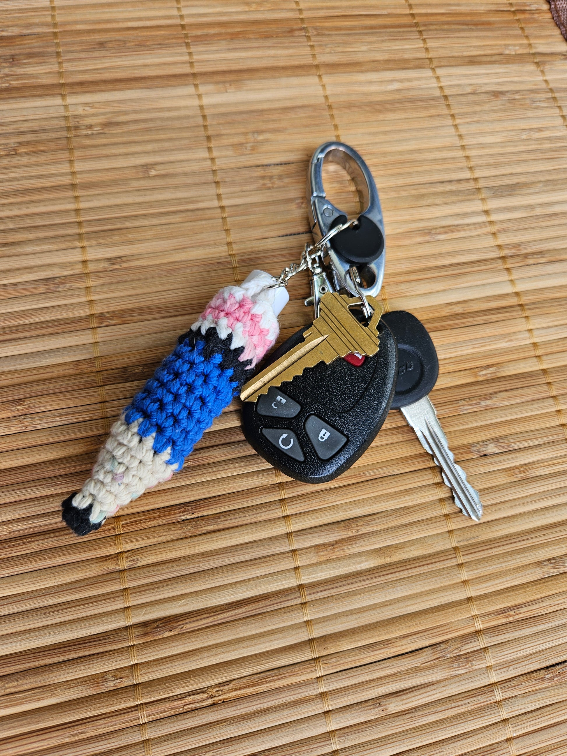 Color Pencil Crochet Lip Balm Chapstick Holder Keychain or Bag Charm