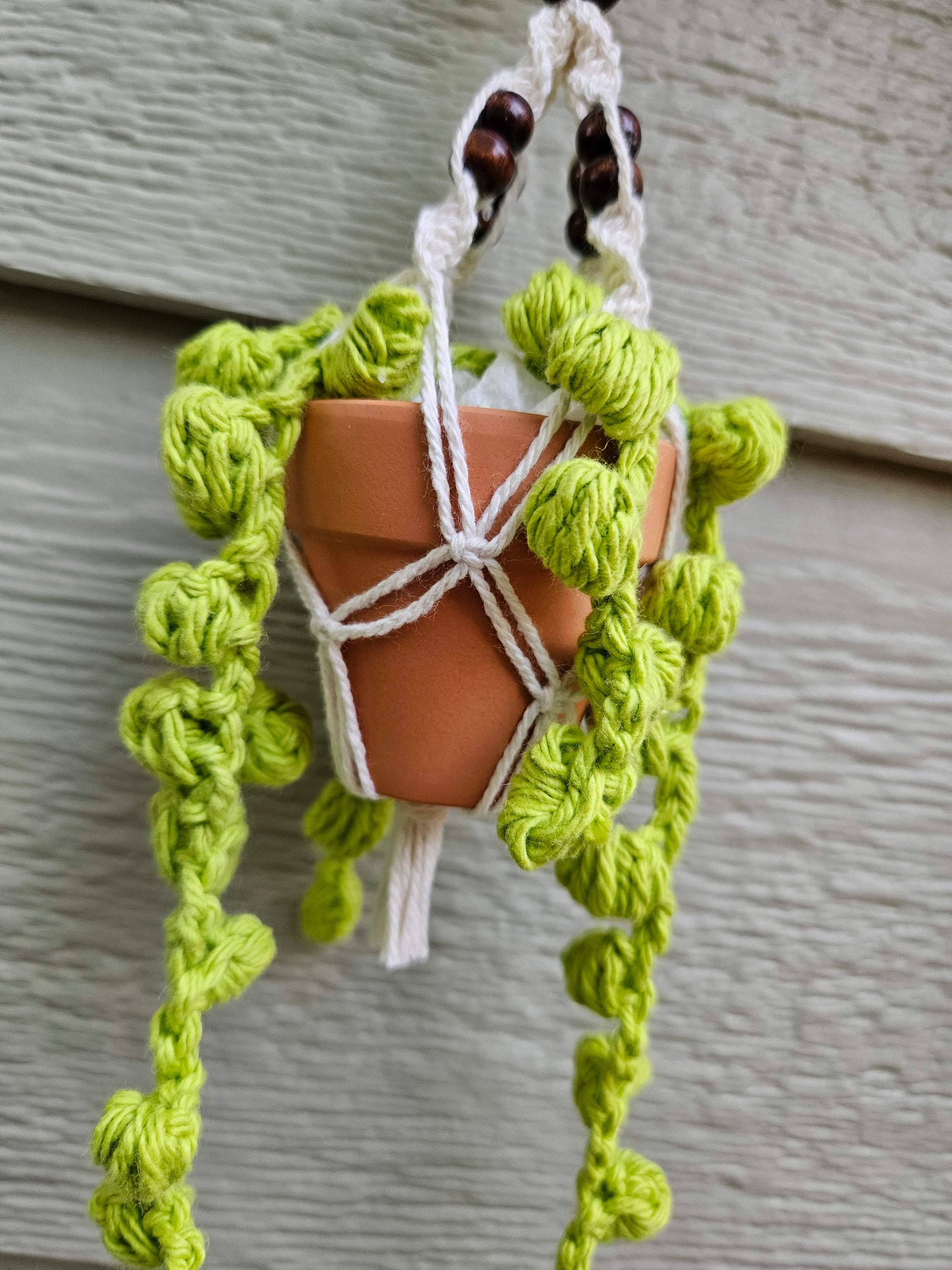 Crochet and Macrame Mini Hanging Potted Plant-Three Hounds Leather and Craft