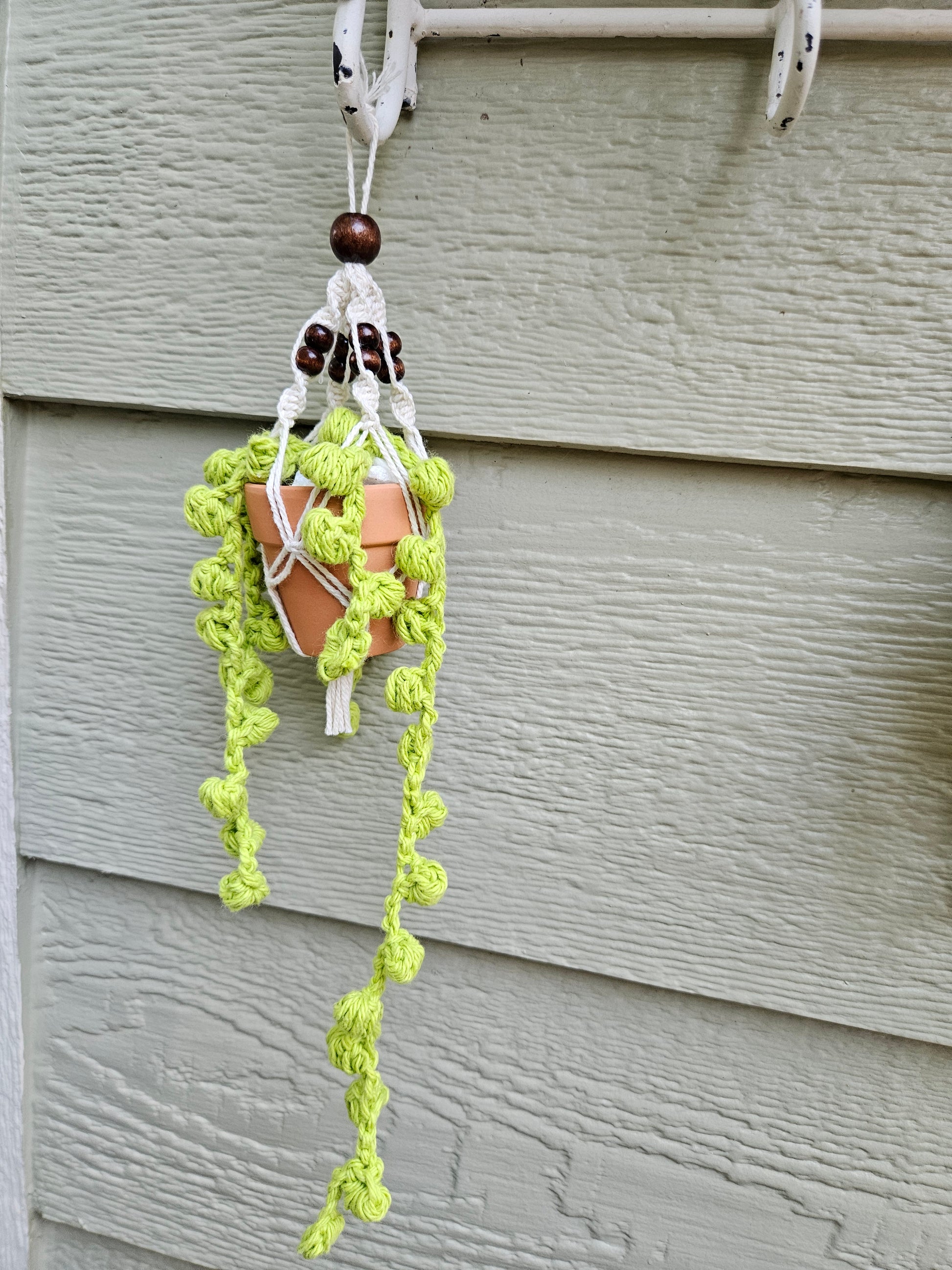 hanging crochet plant Crochet and Macrame Mini Hanging Potted Plant-Three Hounds – Three Hounds Leather and Craft