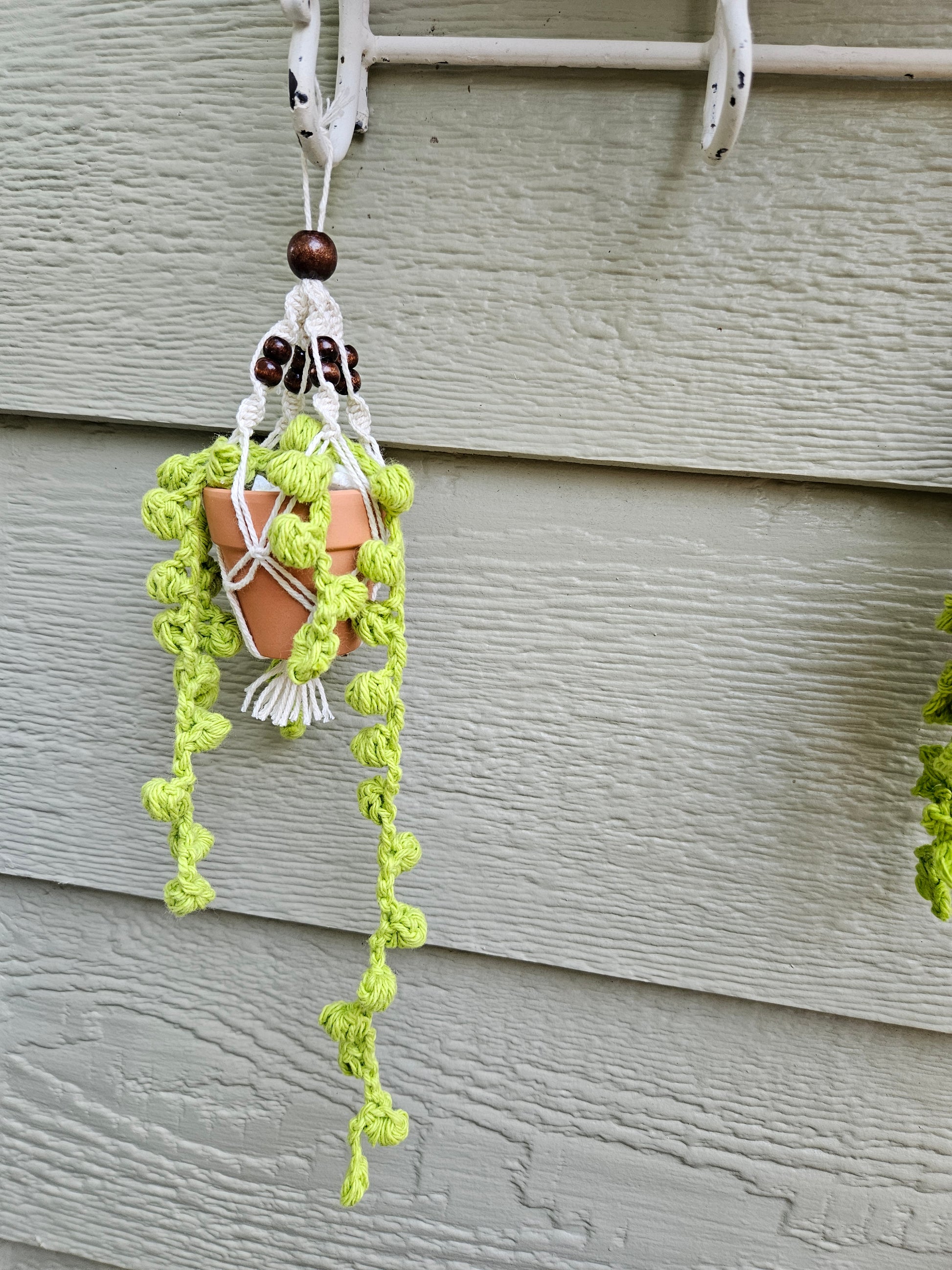 three hanging plants Crochet and Macrame Mini Hanging Potted Plant-Three Hounds – Three Hounds Leather and Craft
