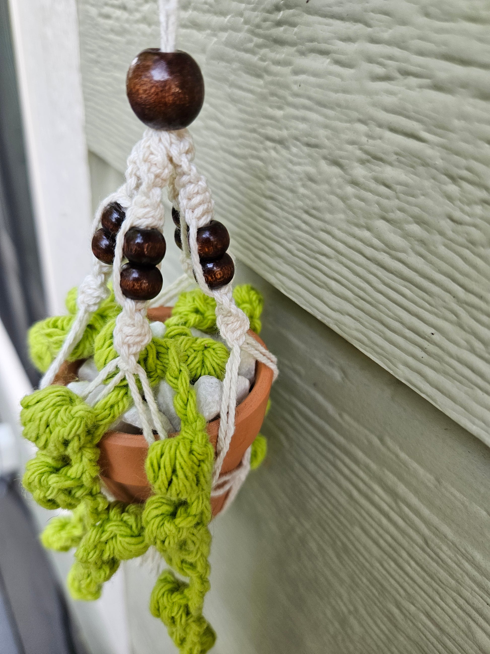 Crochet and Macrame Mini Hanging Potted Plant-Three Hounds Leather and Craft