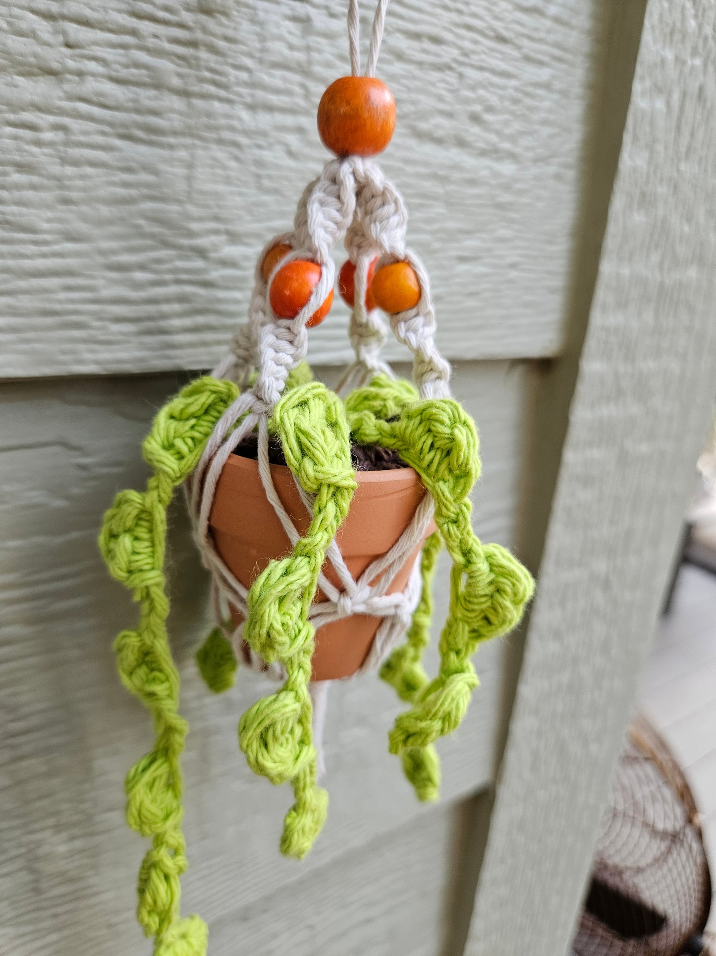 Crochet and Macrame Mini Hanging Potted Plant-Three Hounds Leather and Craft