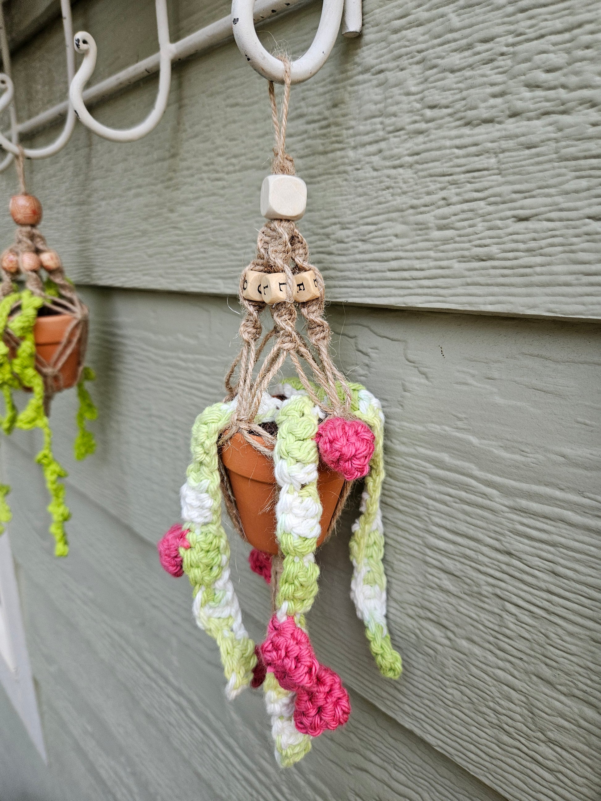 Crochet and Macrame Mini Hanging Potted Plant-Three Hounds Leather and Craft