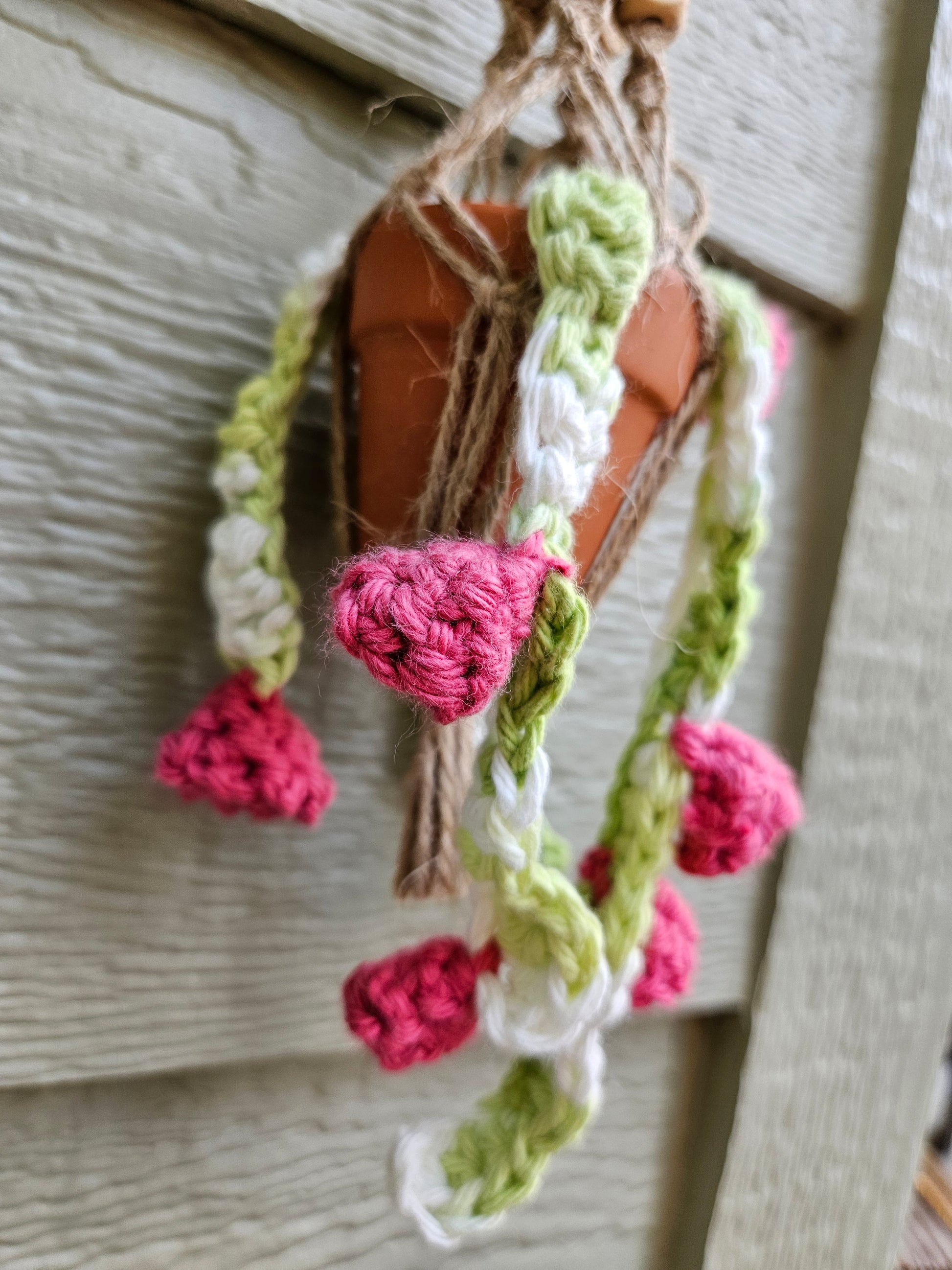 Crochet and Macrame Mini Hanging Potted Plant-Three Hounds Leather and Craft