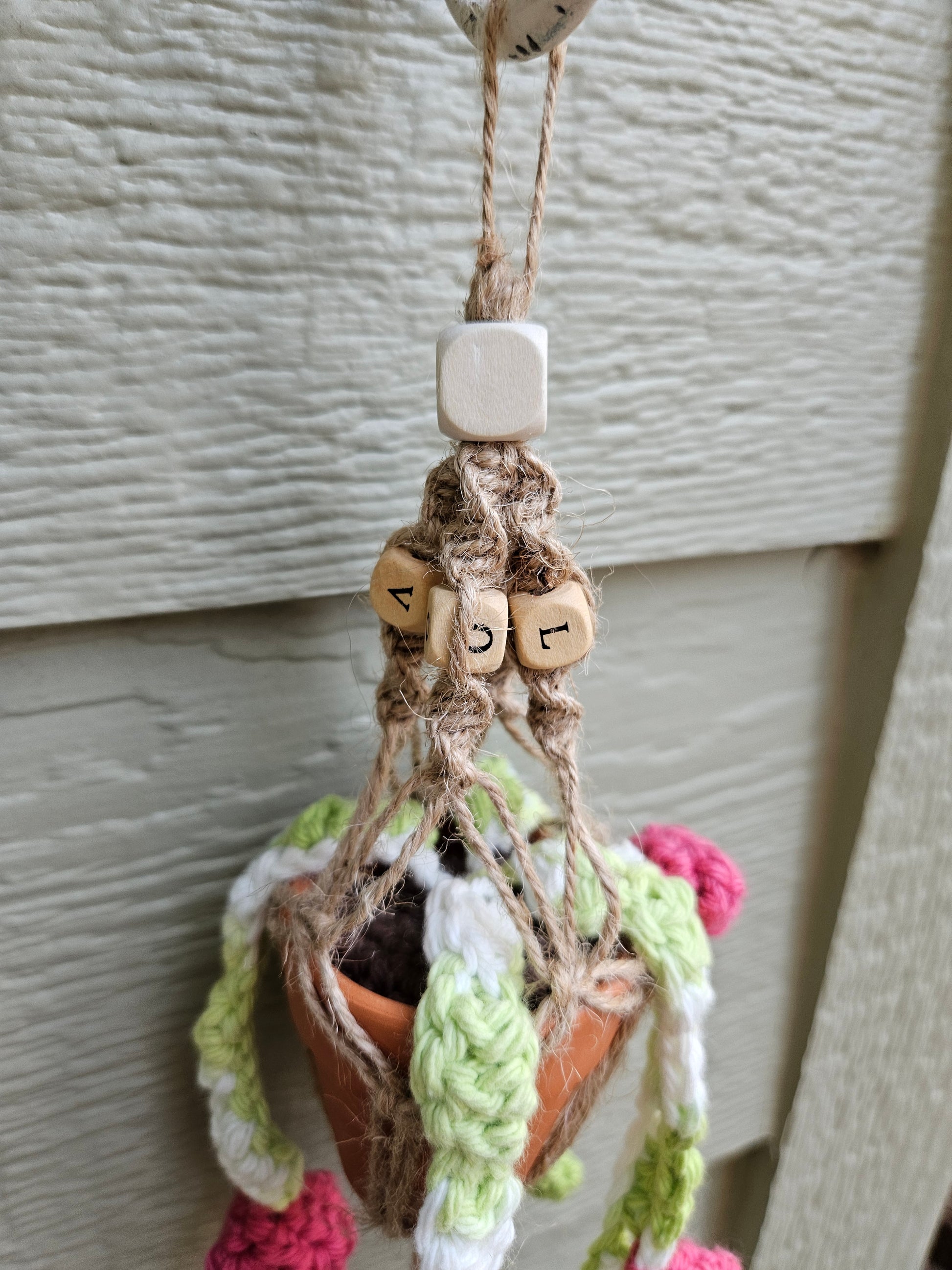 Crochet and Macrame Mini Hanging Potted Plant-Three Hounds Leather and Craft