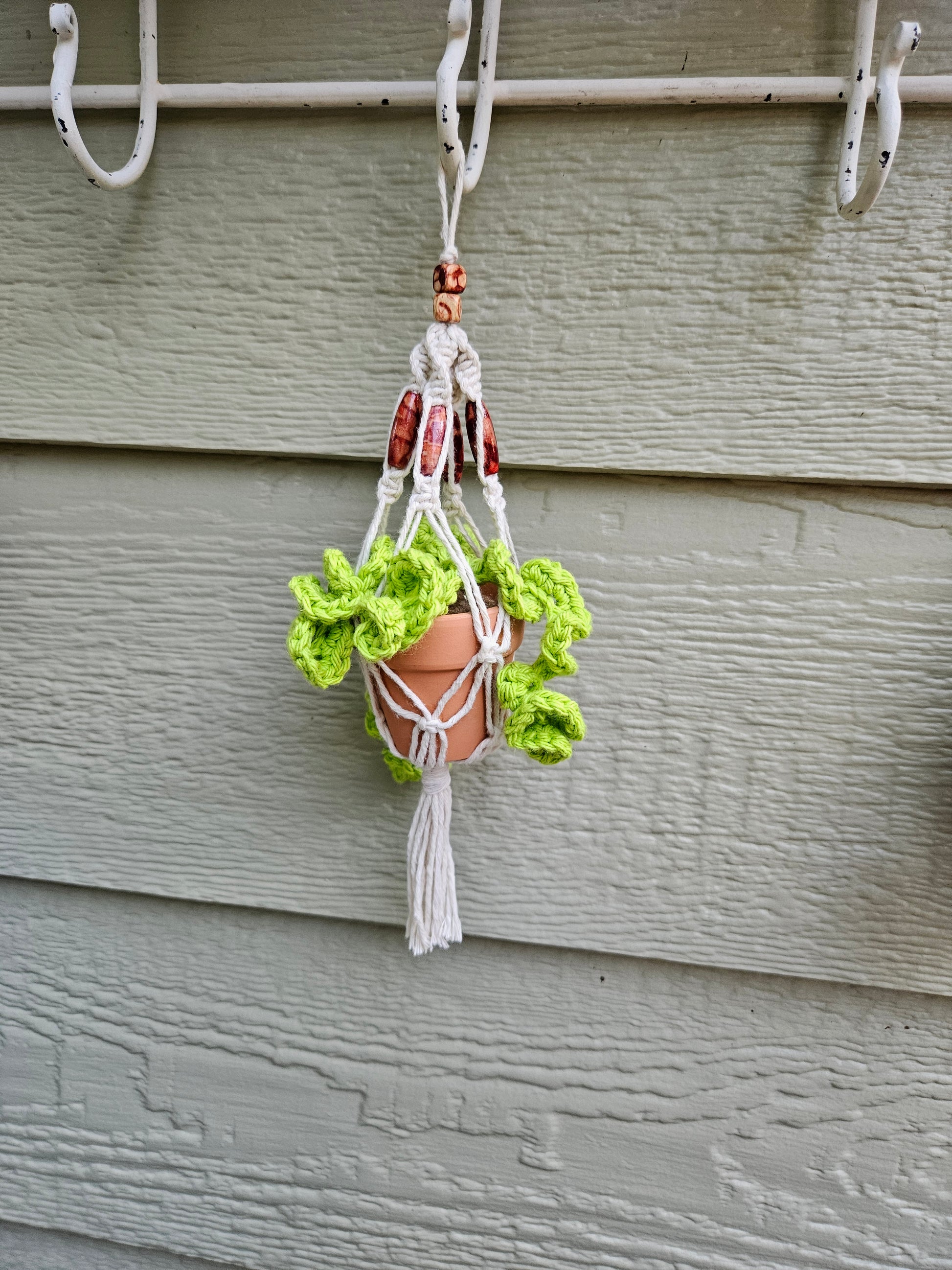 Crochet and Macrame Mini Hanging Potted Plant-Three Hounds Leather and Craft