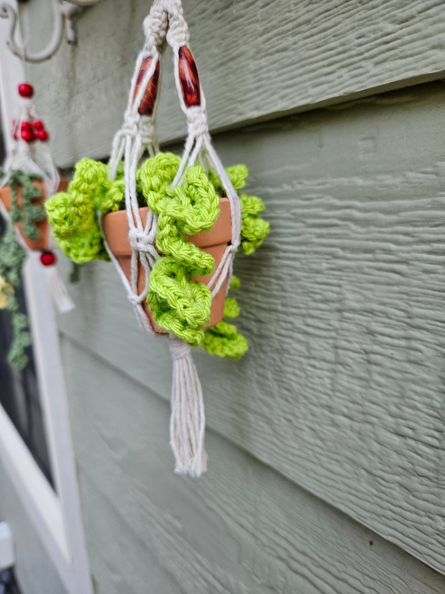 Crochet and Macrame Mini Hanging Potted Plant-Three Hounds Leather and Craft