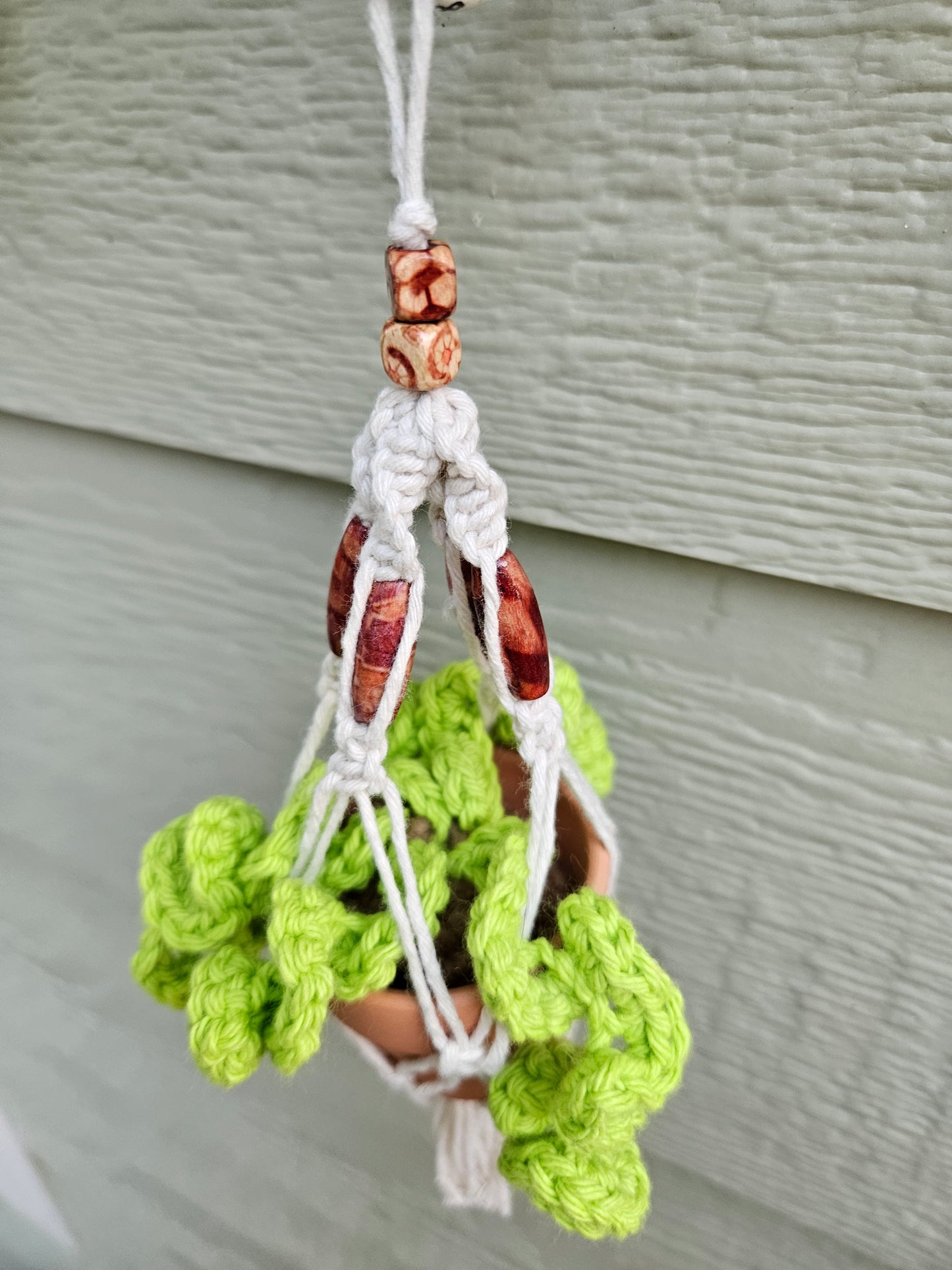 Crochet and Macrame Mini Hanging Potted Plant-Three Hounds Leather and Craft